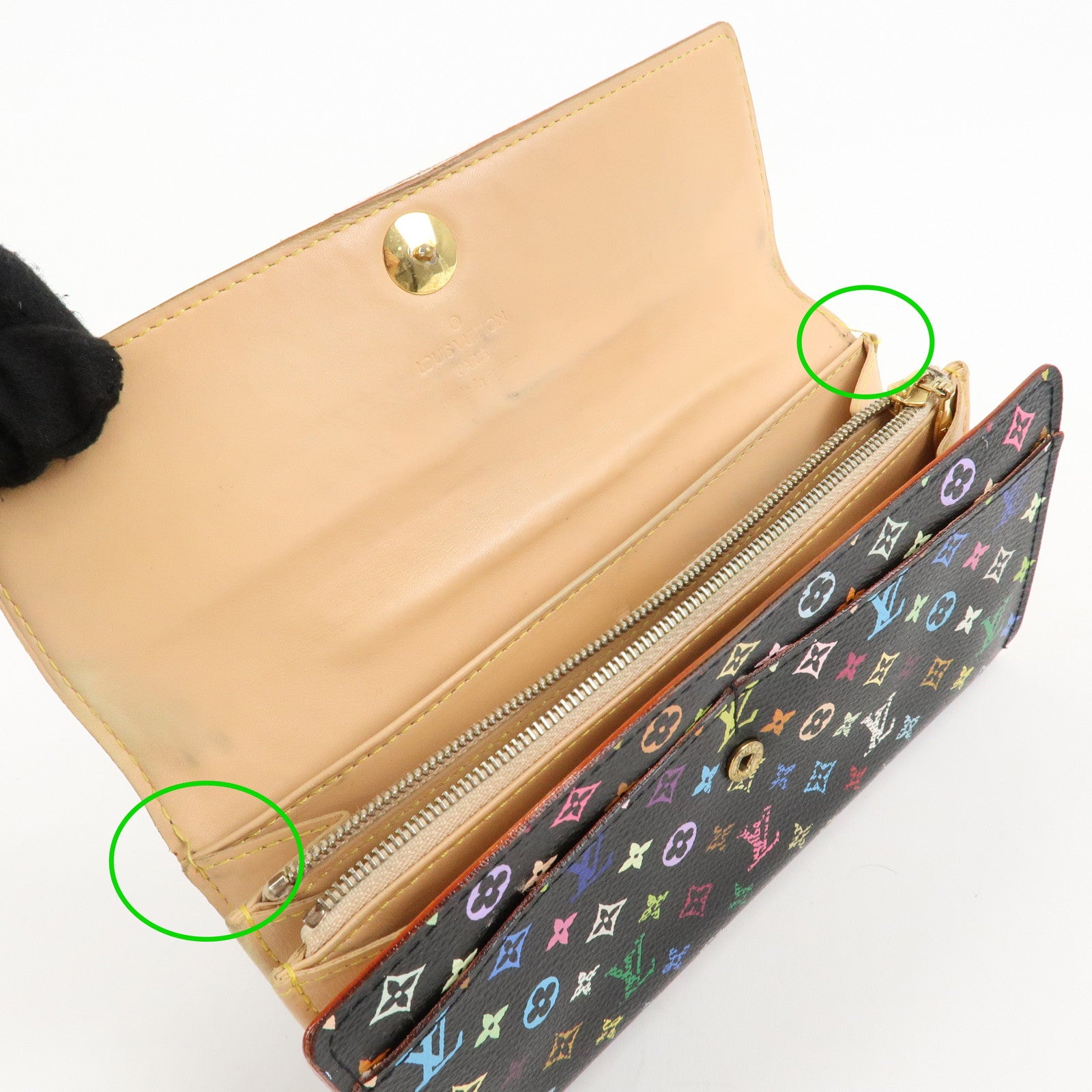 Louis Vuitton Monogram Set of 2 Multicolor Bi-fold Wallet Key Case Used