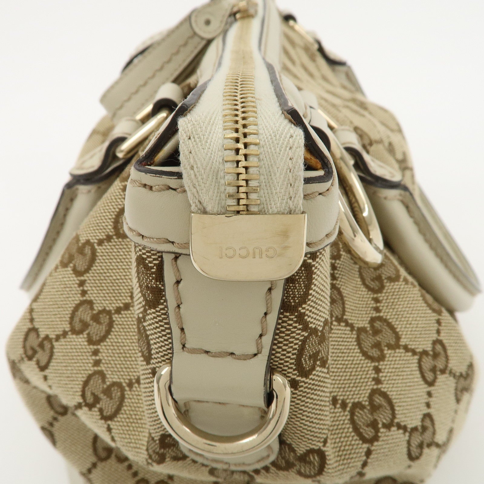 GUCCI Sukey GG Canvas Leather 2Way Bag Hand Bag Beige Ivory Used