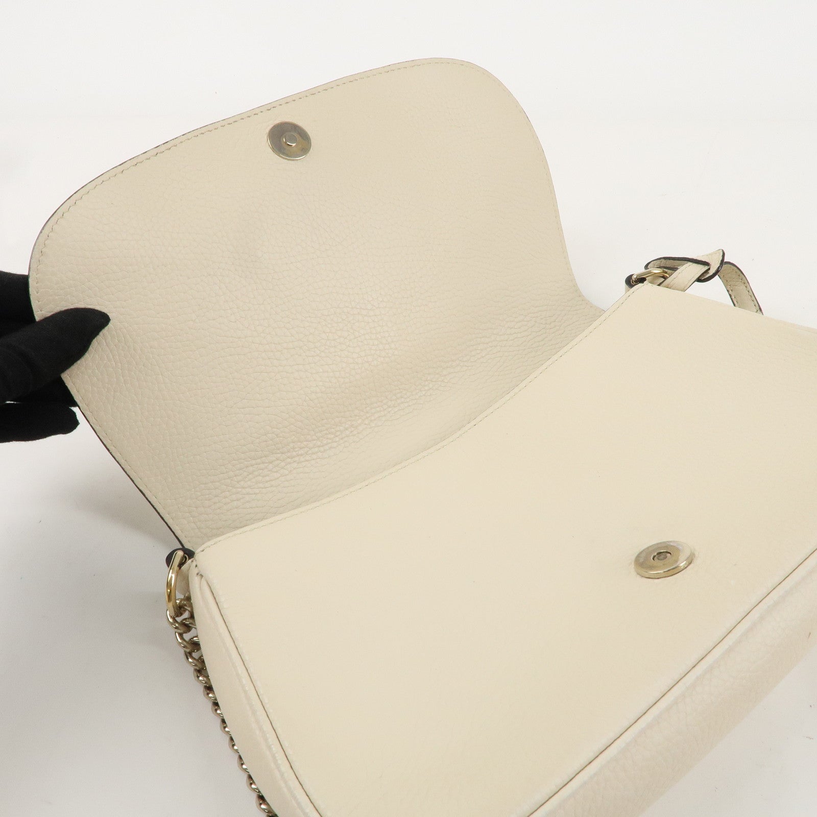 GUCCI Soho Leather Chain Shoulder Bag Ivory 536224