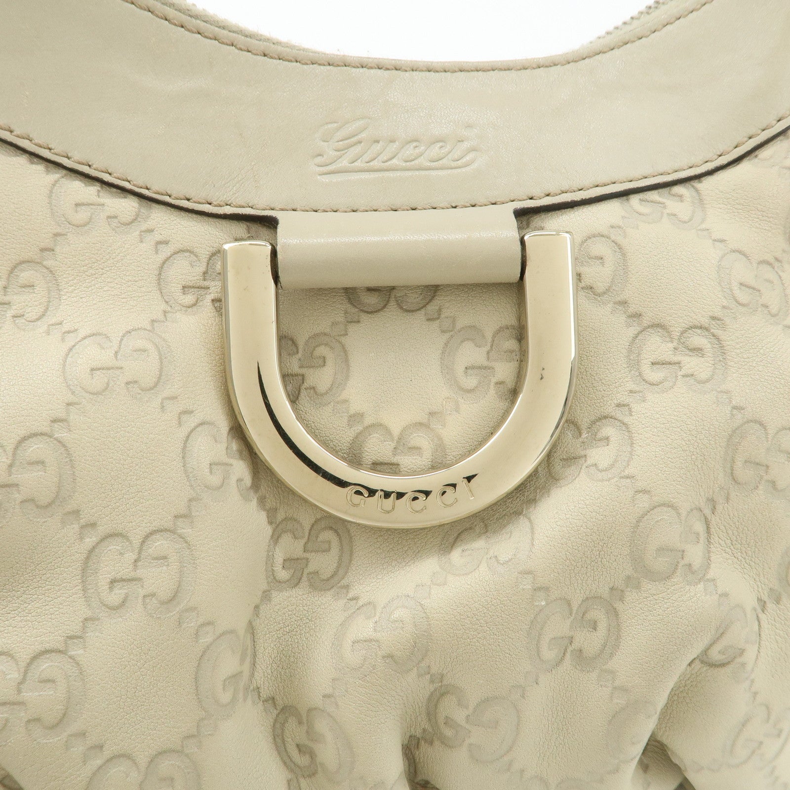 GUCCI Abbey Guccissima Leather Shoulder Bag Ivory 190525 Used