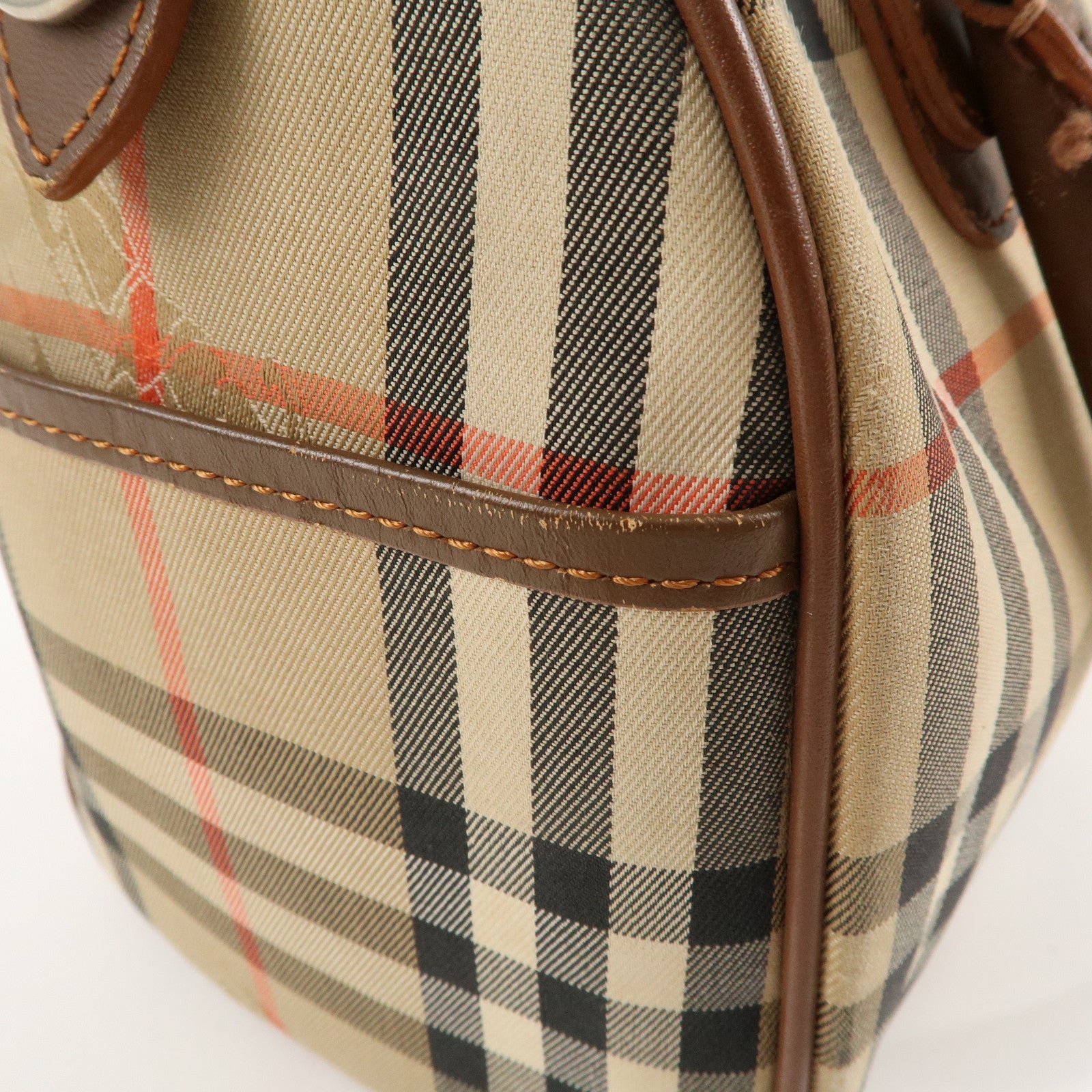 Burberry Burberrys Canvas Leather Mini Boston Bag