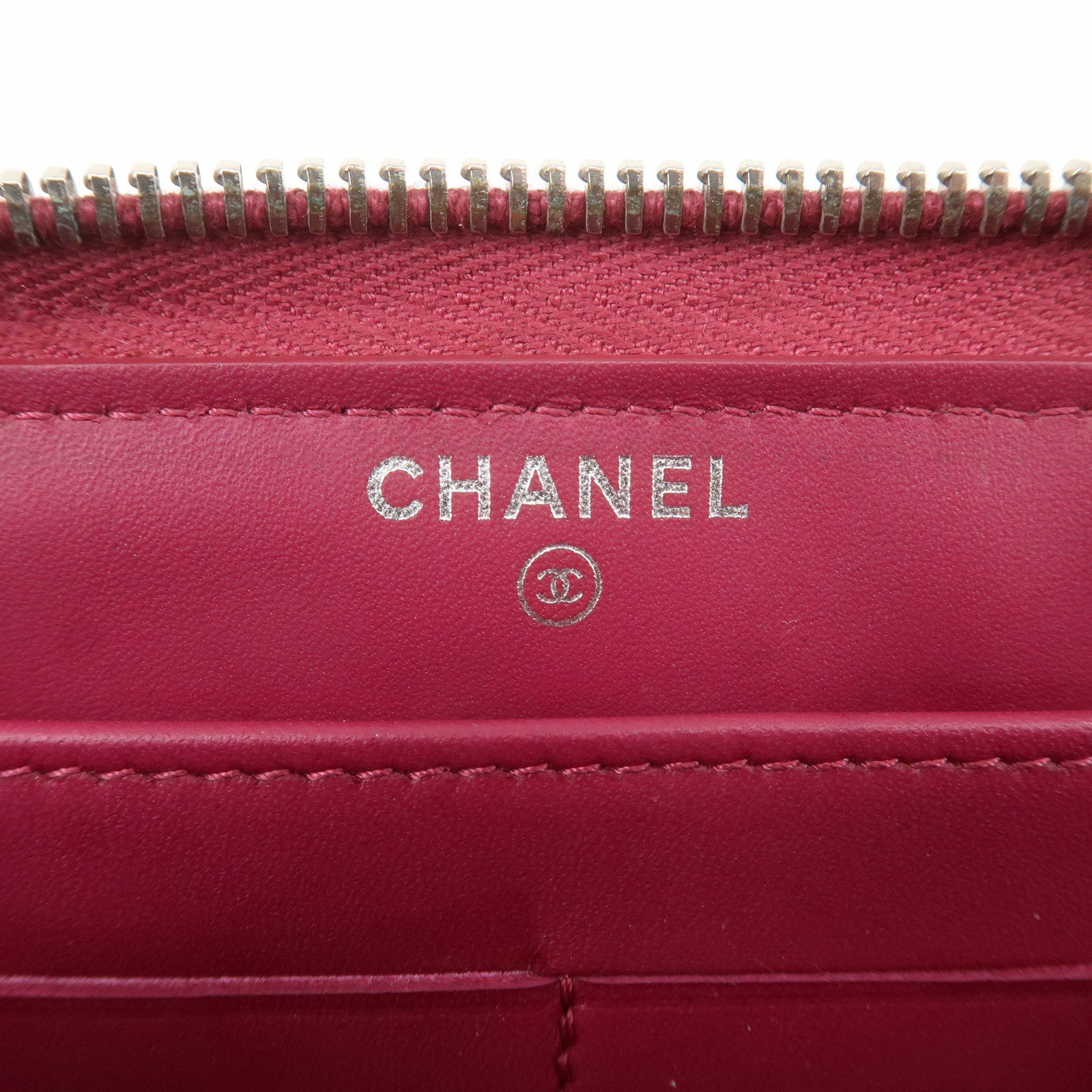 CHANEL Matelasse Patent Leather COCO Mark Round Zipper Long Wallet