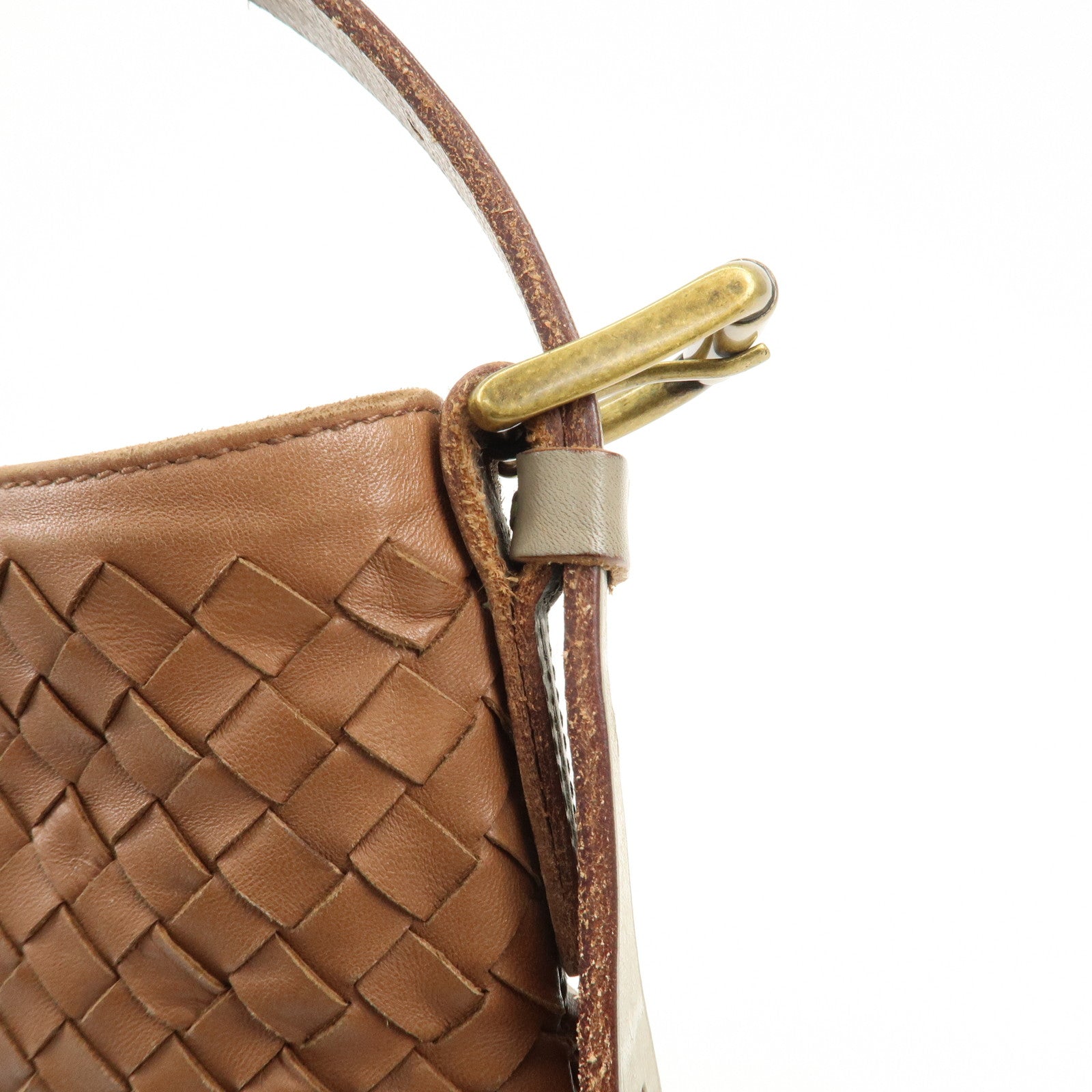 BOTTEGA VENETA Intrecciato Leather Shoulder Bag Brown