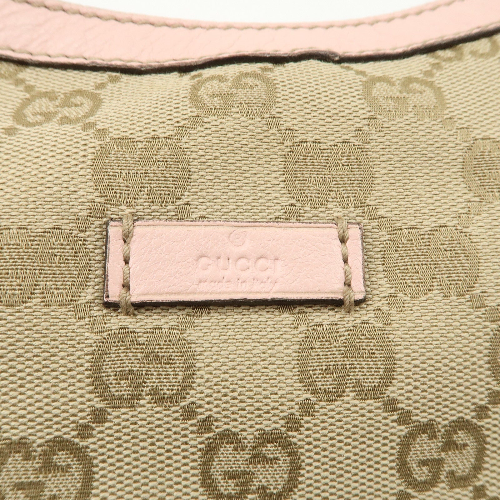 GUCCI GG Canvas Leather Shoulder Bag Beige Pink 181092 Used