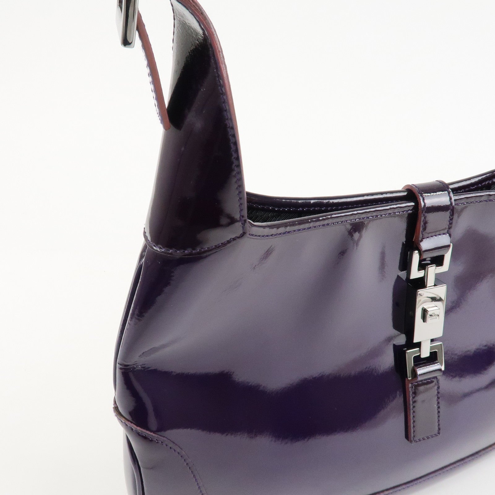 GUCCI Jackie Patent Leather Shoulder Bag Purple 001.3306