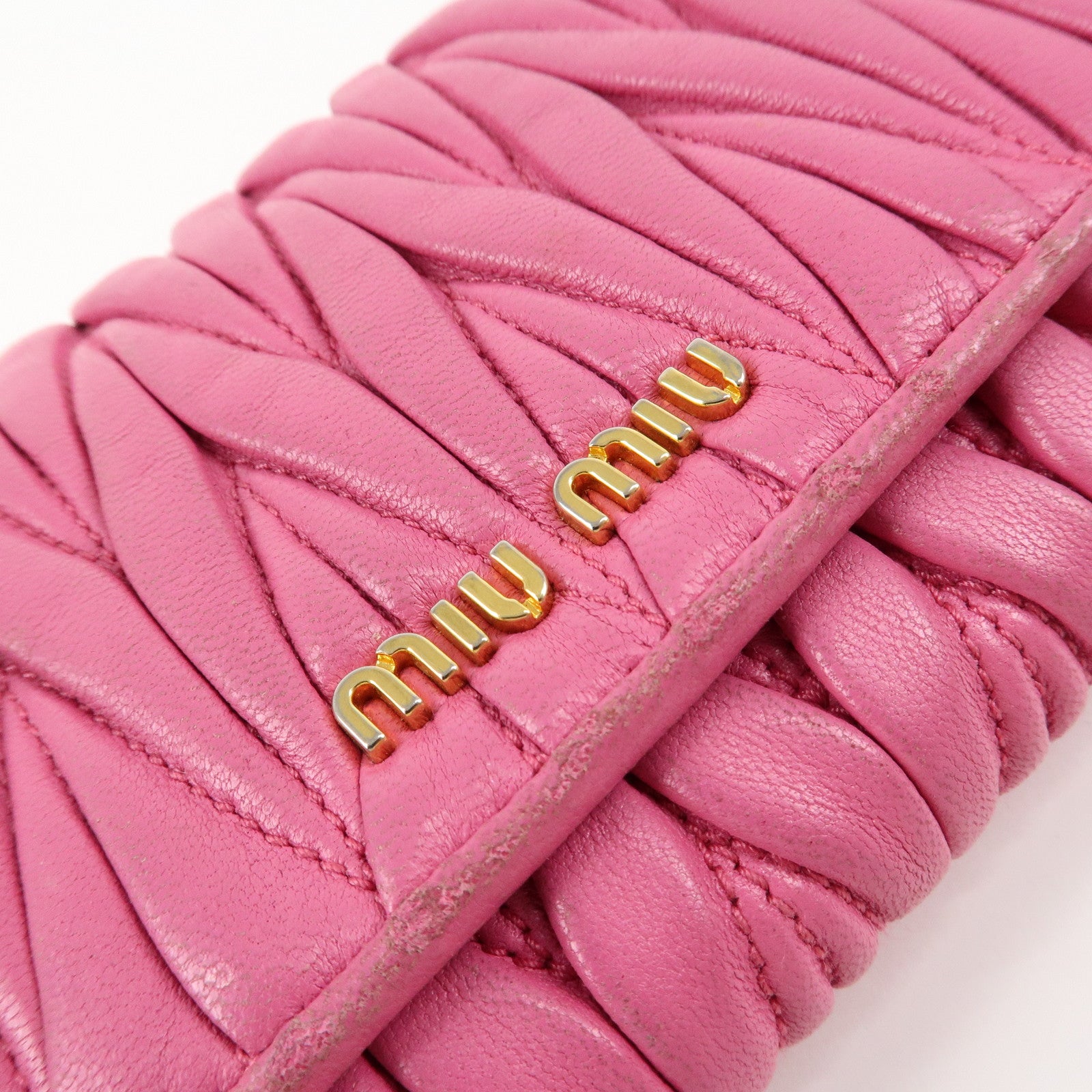 MIU MIU Matelasse Set of 2 Long Wallet Pink 5M1109 5M1183 Used