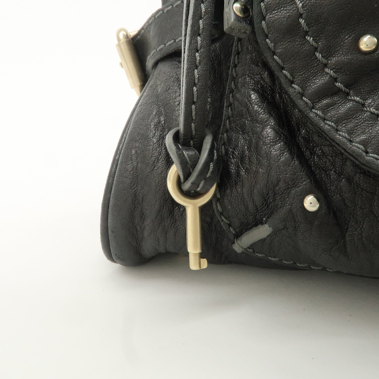 Chloe Paddington Leather Mini Boston Bag Hand Bag Black Used