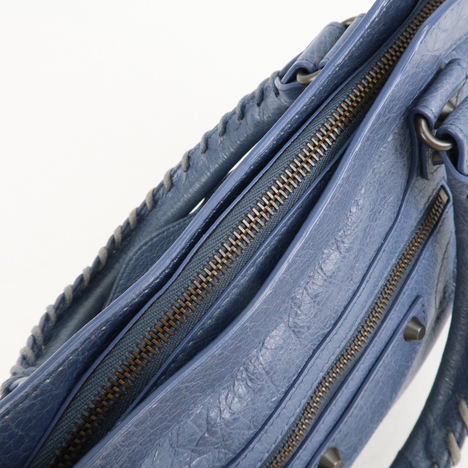 BALENCIAGA The First Leather 2Way Bag Hand Bag Blue