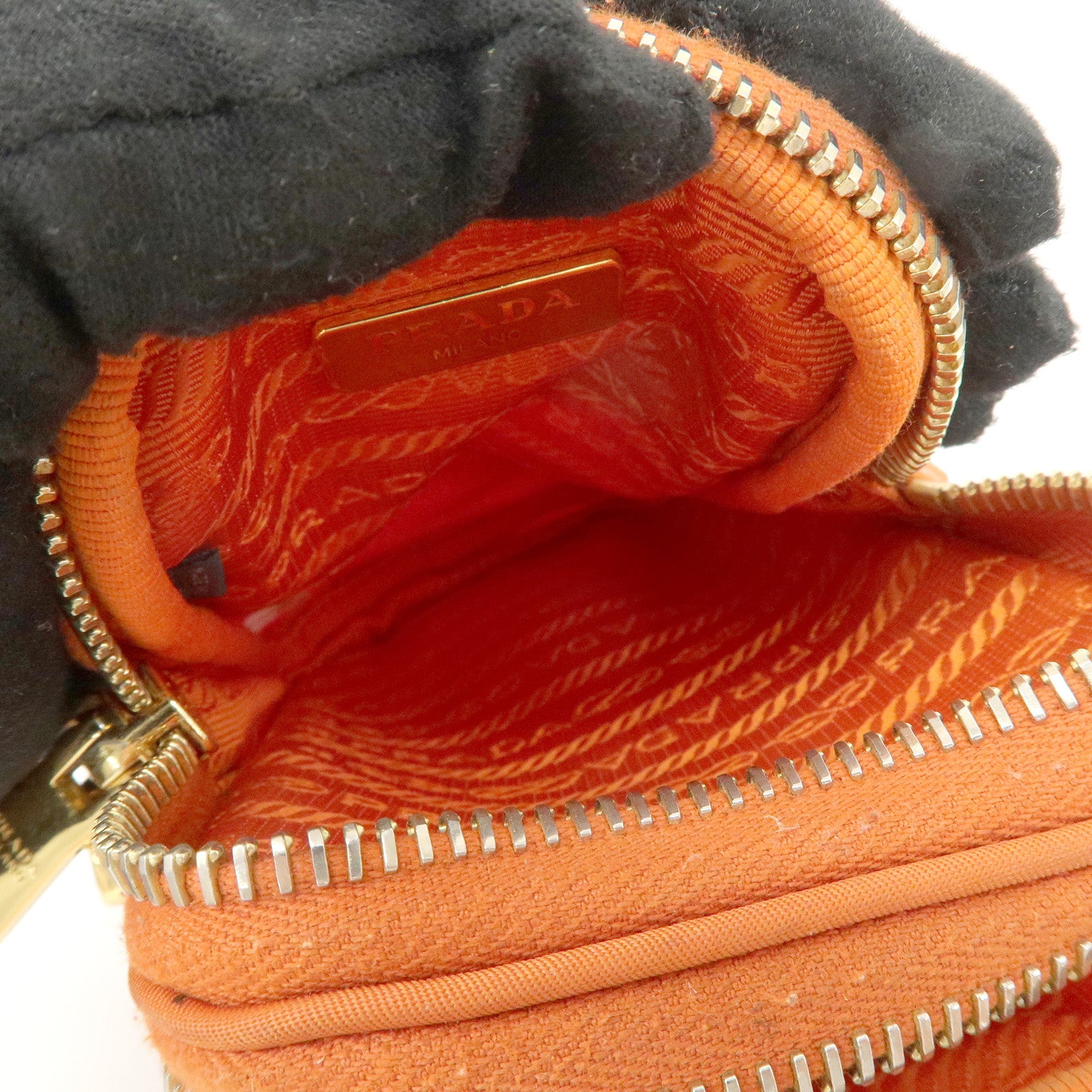 PRADA Nylon Leather Shoulder Bag Crossbody Bag Orange