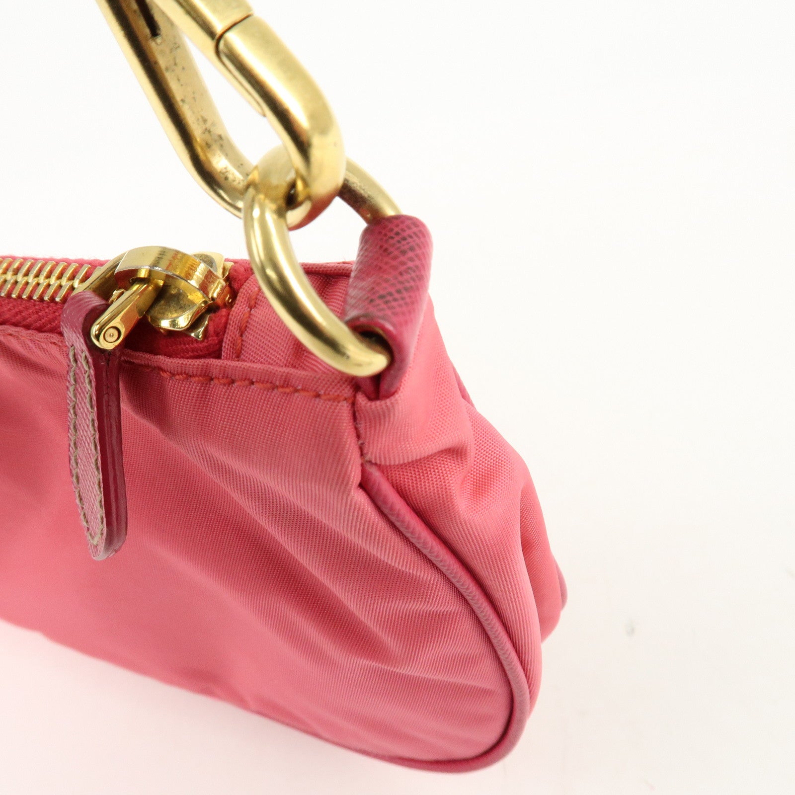 PRADA Nylon Saffiano Leather Shoulder Bag Hand Bag Pink