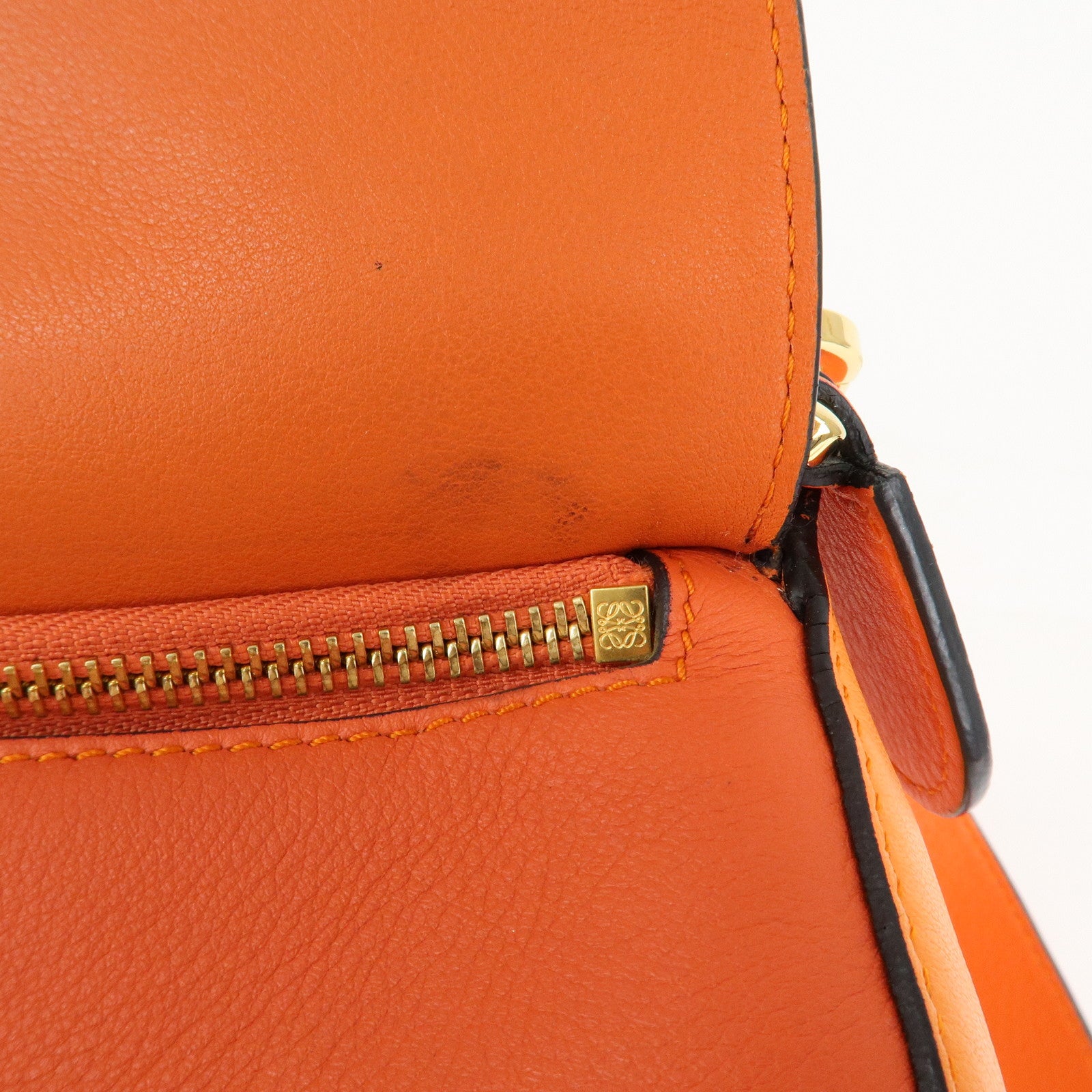 LOEWE Leather Puzzle Bag Medium 2Way Bag Shoulder Bag Orange