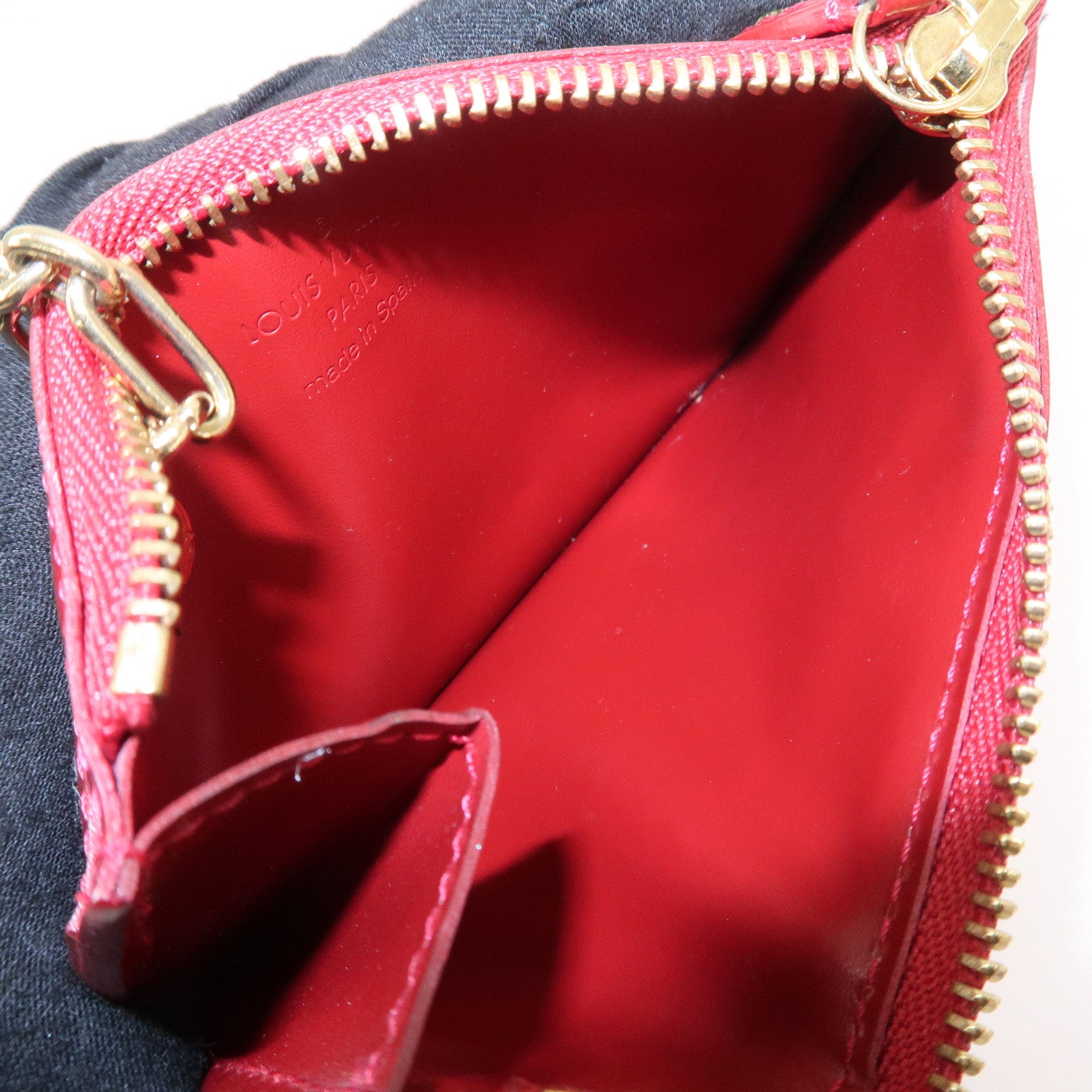 Louis Vuitton Vernis Pochette Cles Coin Case NM Red M93559 Used