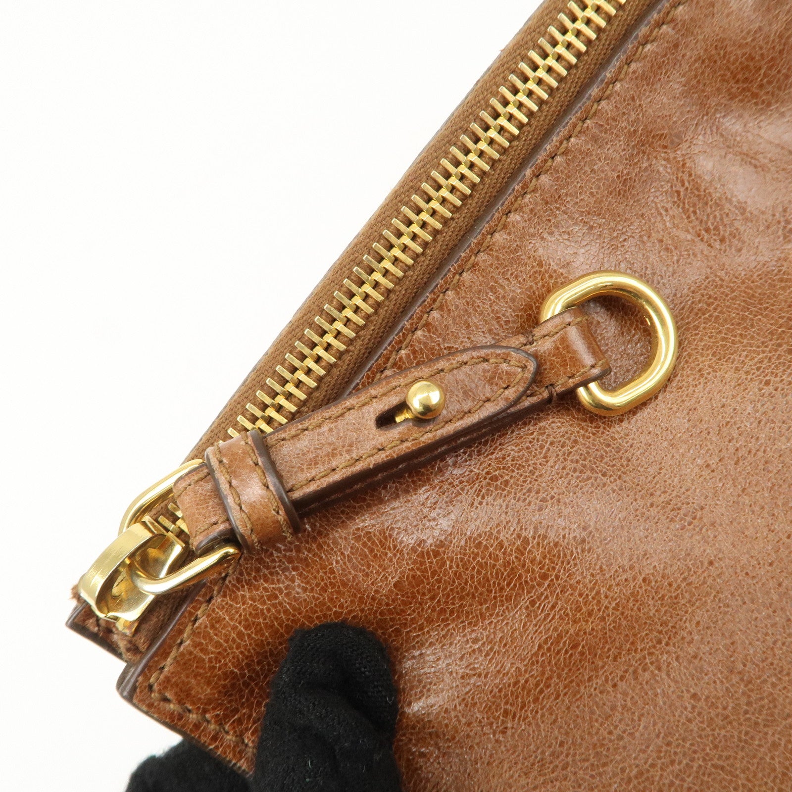 MIU MIU Leather 2Way Bag Shoulder Bag Hand Bag Brown