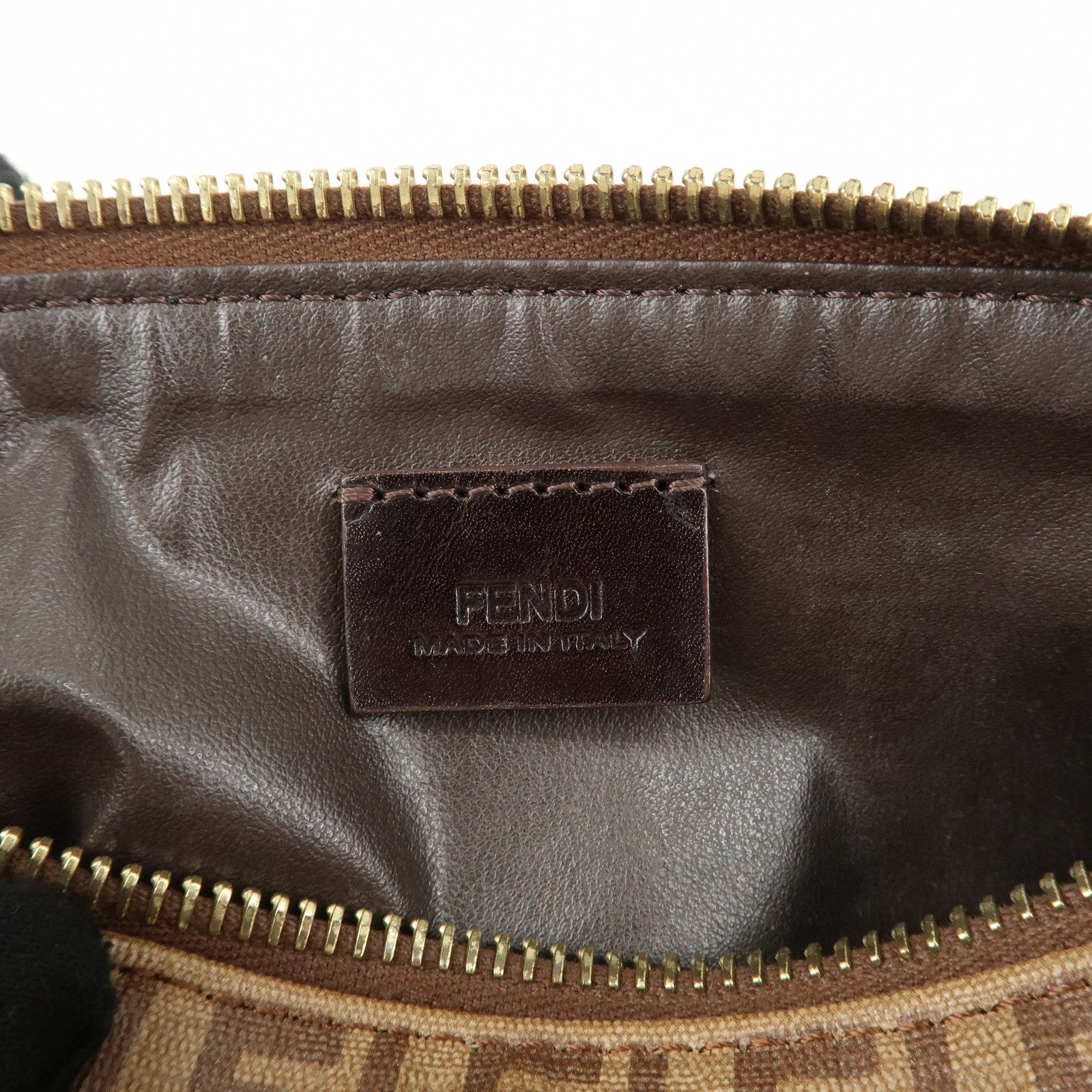 FENDI Zucchino PVC Pouch Brown 7N0074 Used