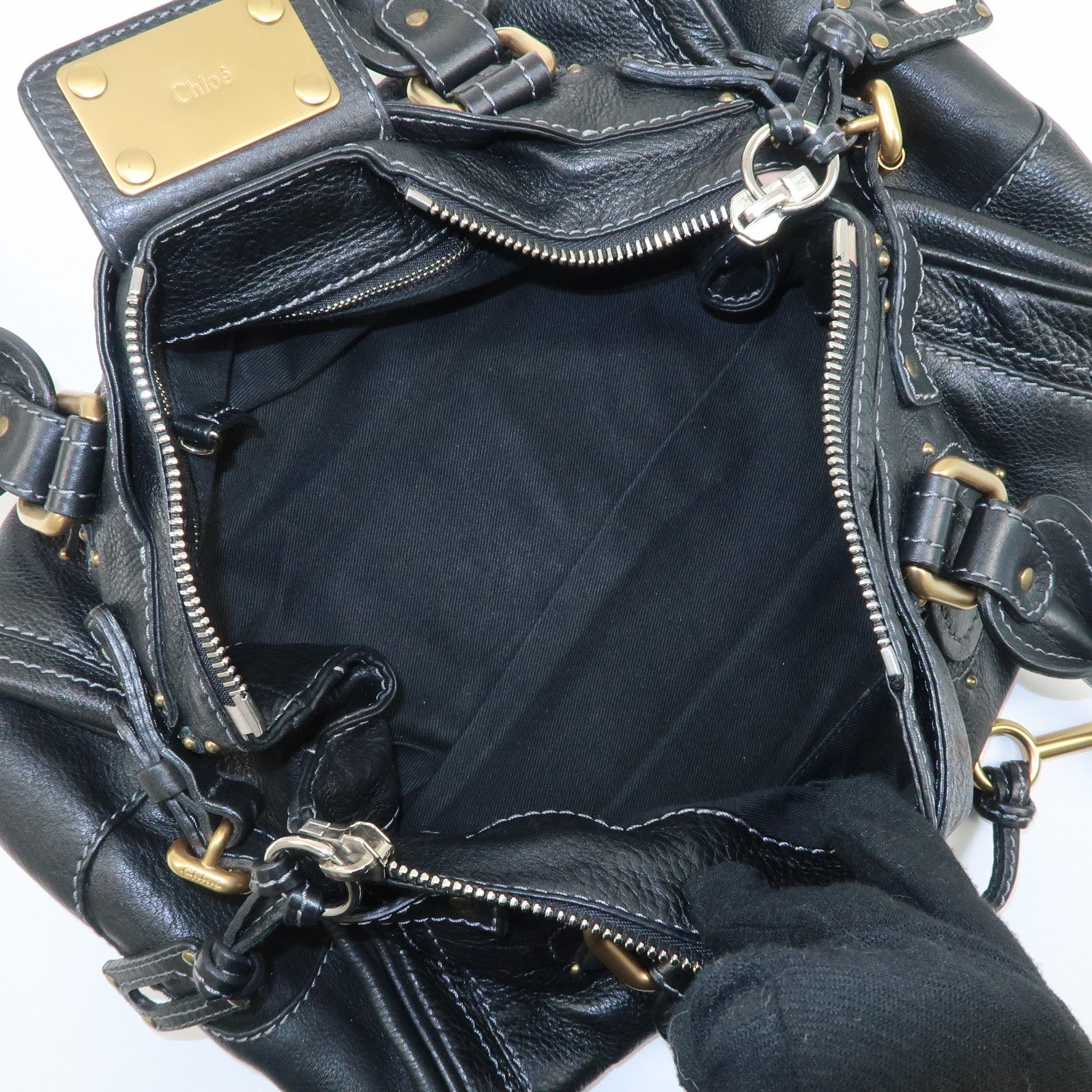 Chloe Paddington Leather Hand Bag Black Gold Hardware