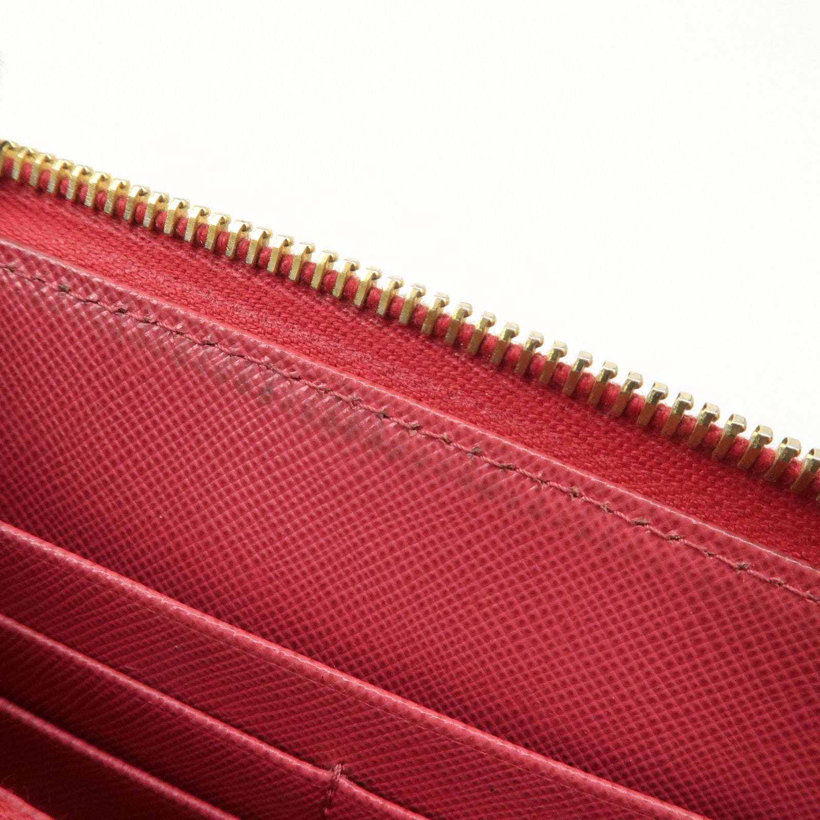 PRADA Saffiano Leather Zip Around Long Wallet Ribbon 1M0506 Used