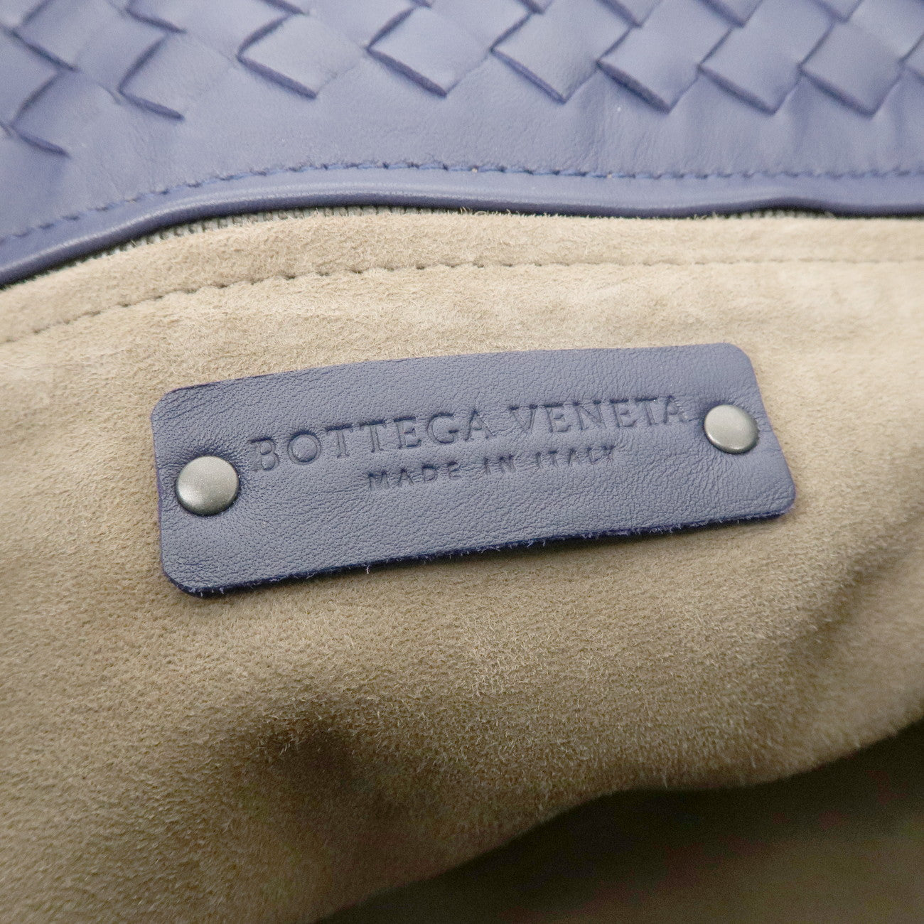 BOTTEGA VENETA Intrecciato  Leather Shoulder Bag Tote Bag Navy