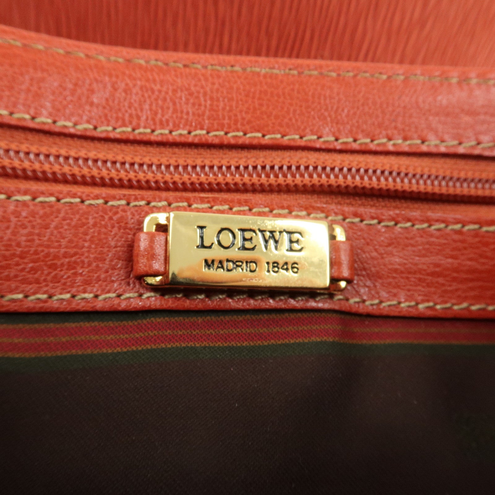 LOEWE Velazquez Suede Leather 2Way Bag Hand Bag Orange