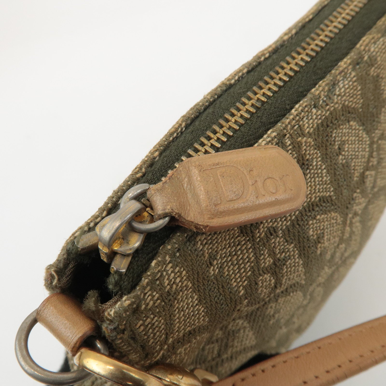 Christian Dior Trotter Canvas Leather Saddle Pouch Green