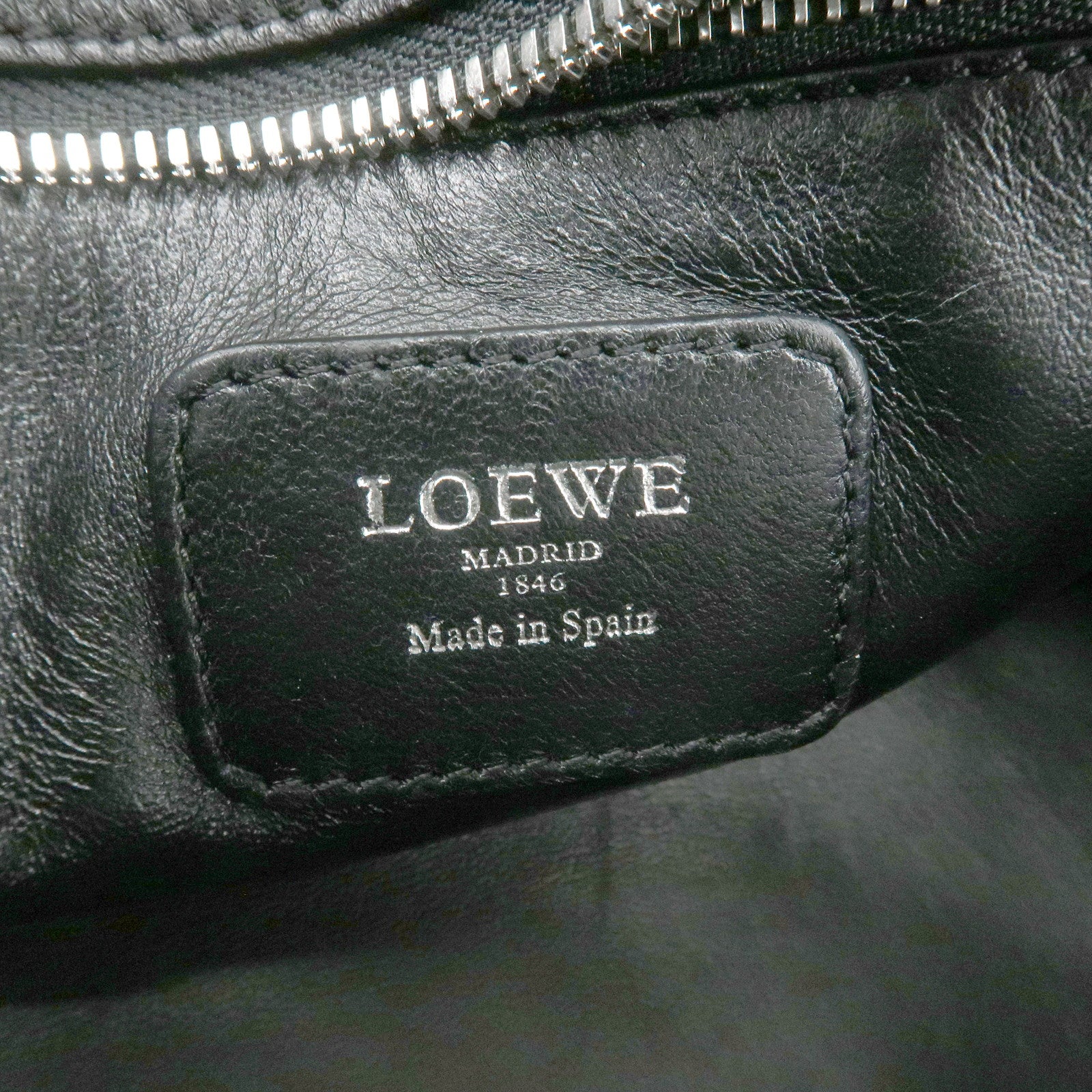 LOEWE Anagram Leather Amazona 28 Hand Bag Black