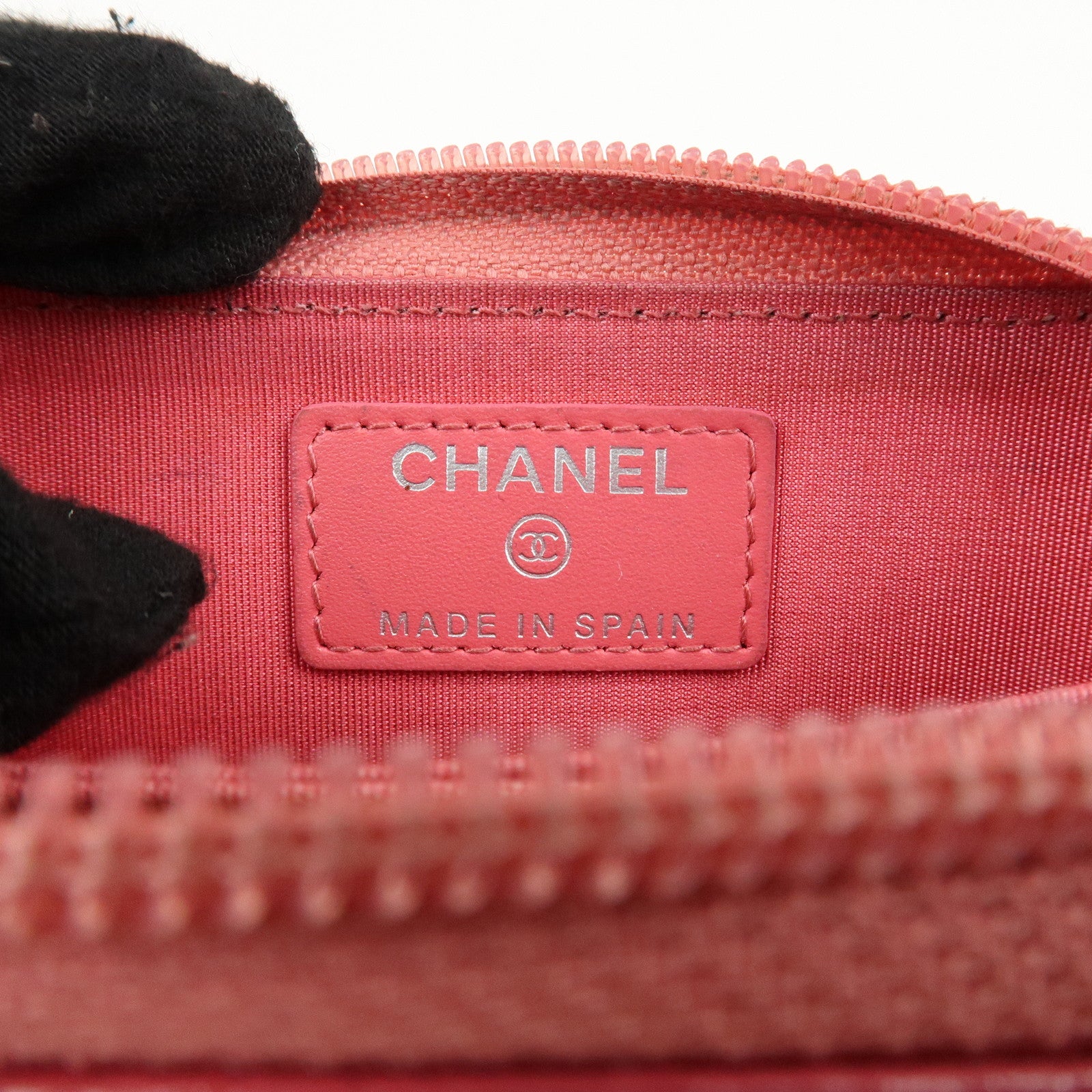 CHANEL Caviar Skin Round Zipper Coin Case Wallet Pink A68890 Used