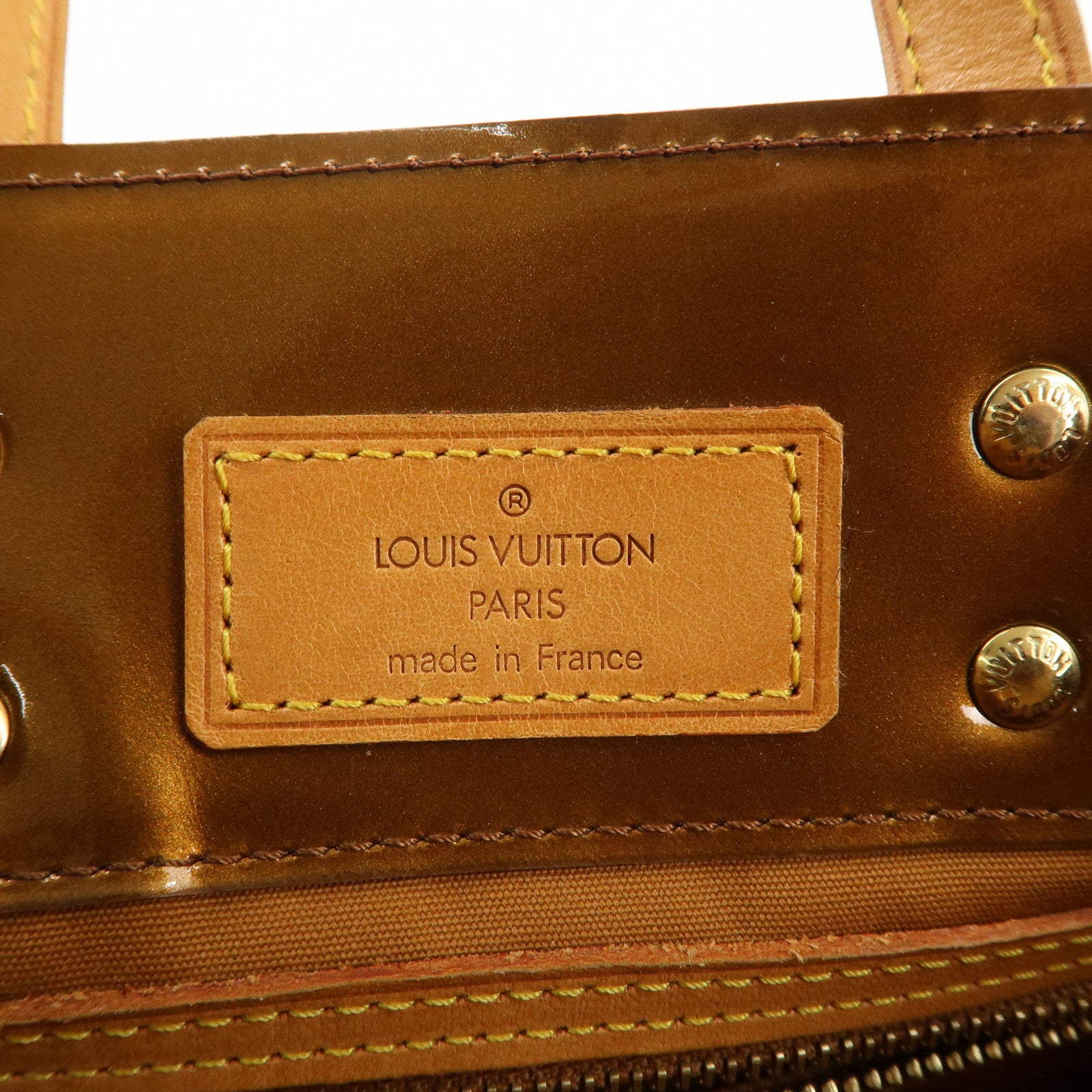 Louis Vuitton Monogram Vernis Lead PM Hand Bag Bronze M91088