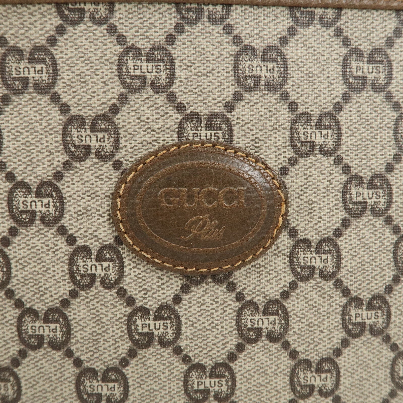 GUCCI Set of 2 Old GUCCI GG Plus Leather Pouch Second Bag Used