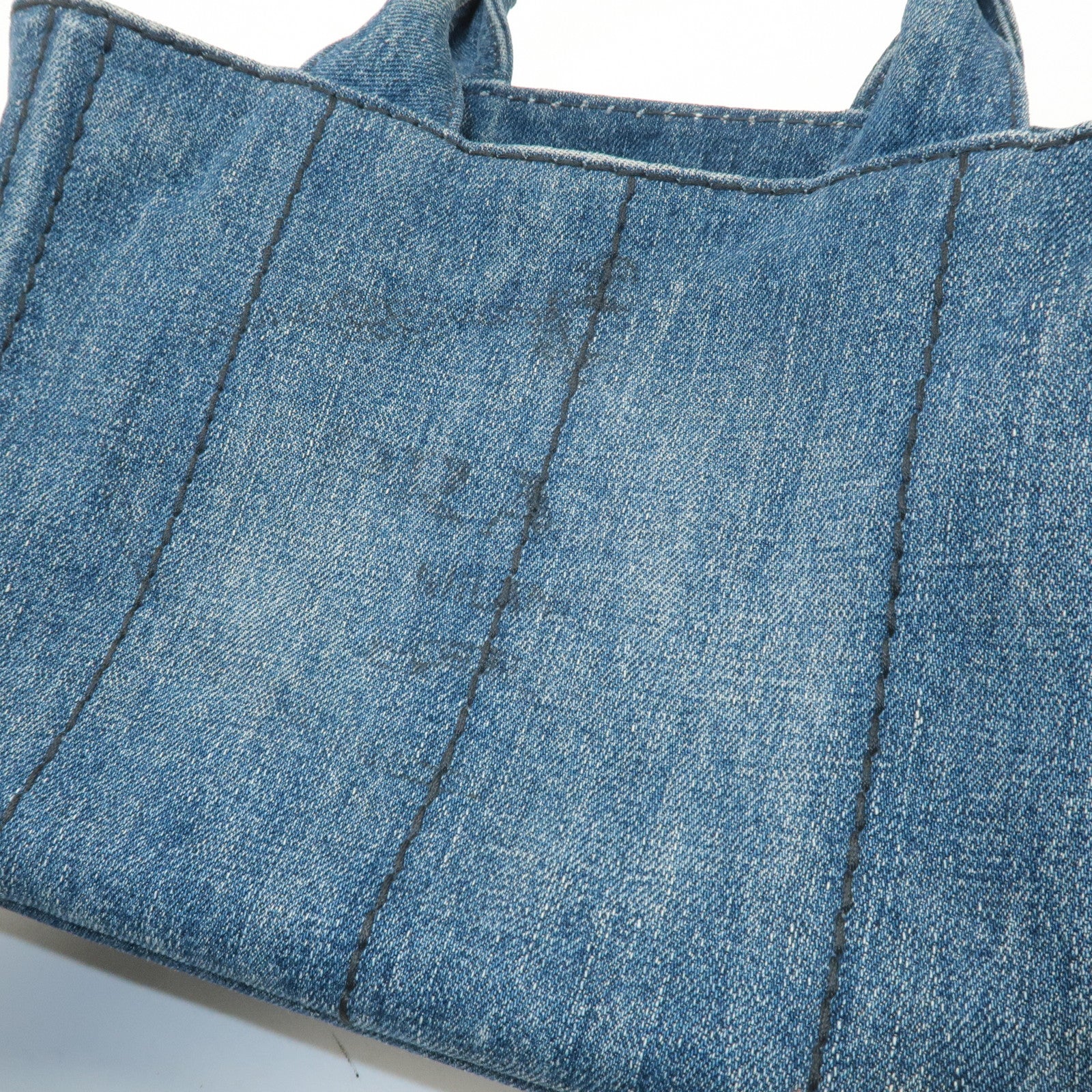 PRADA Logo Canapa Canvas 2Way Shoulder Bag Hand Bag Denim