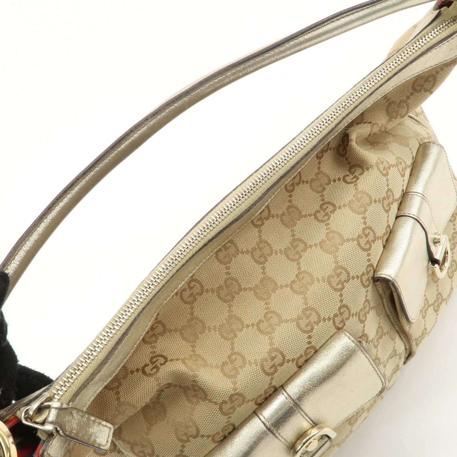 GUCCI GG Canvas Leather Shoulder Bag 153025