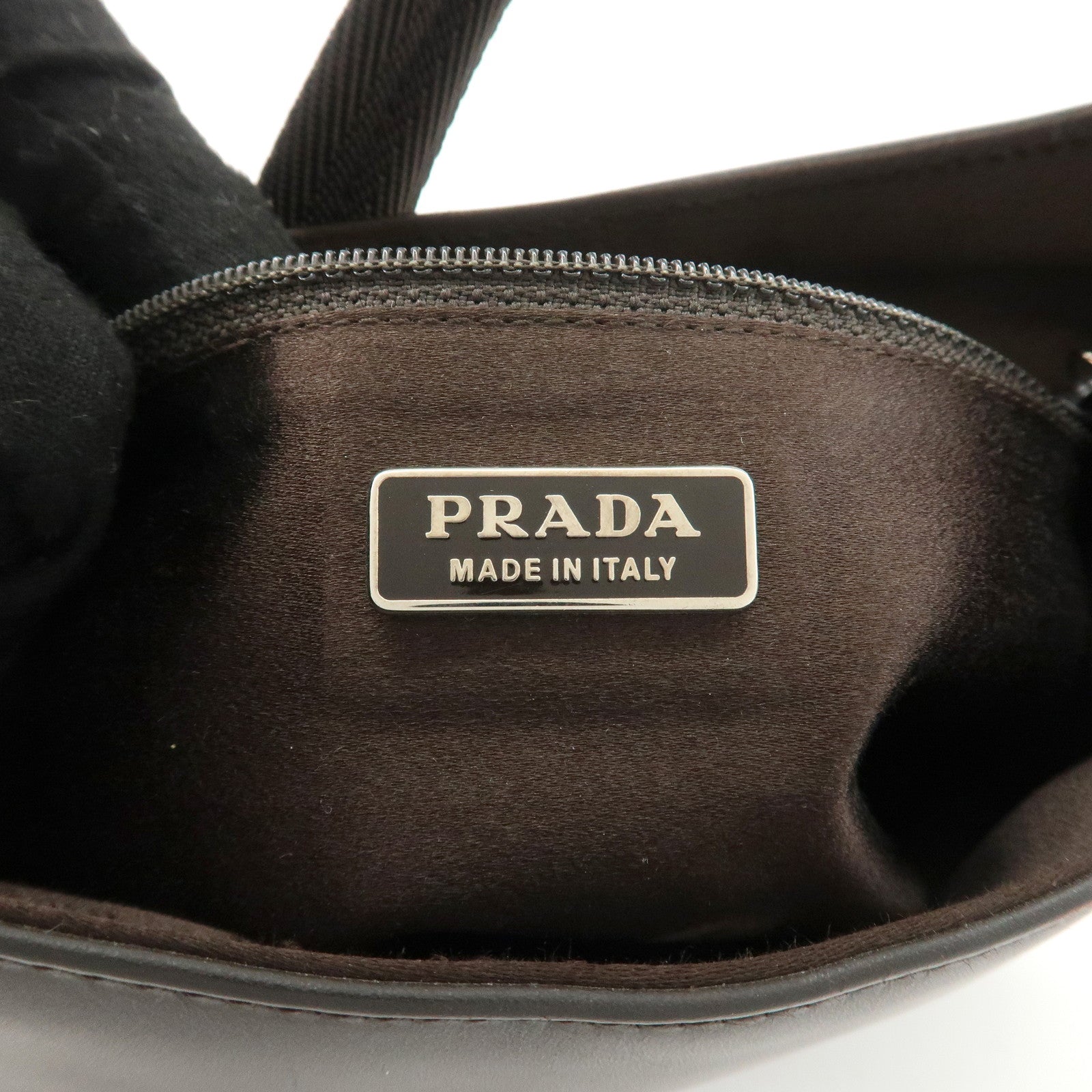 PRADA Leather Cleo Shoulder Bag Dark Brown B11018 Used