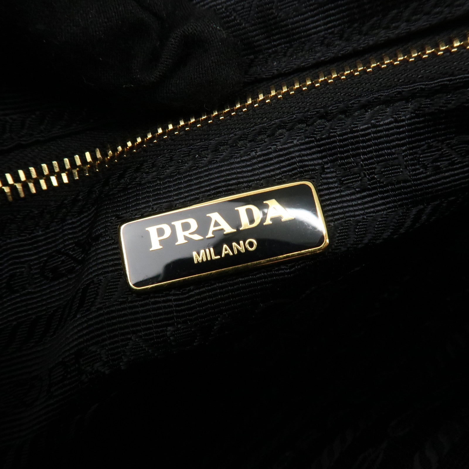 PRADA Nylon Leather Chain Shoulder Bag Black 1BH152