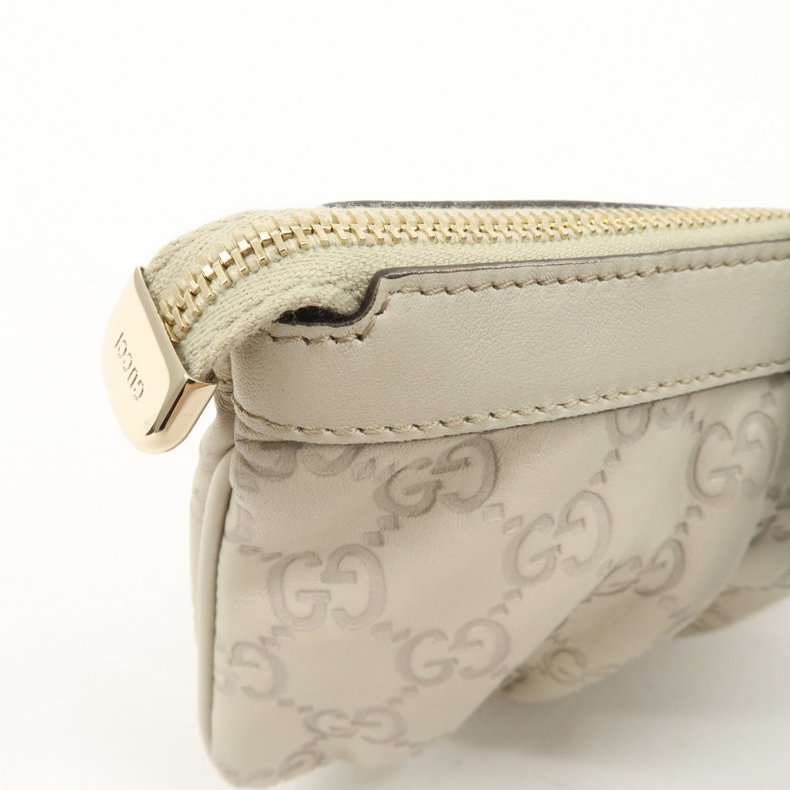 GUCCI Guccissima Guccissima Leather Pouch Ivory 212203 Used