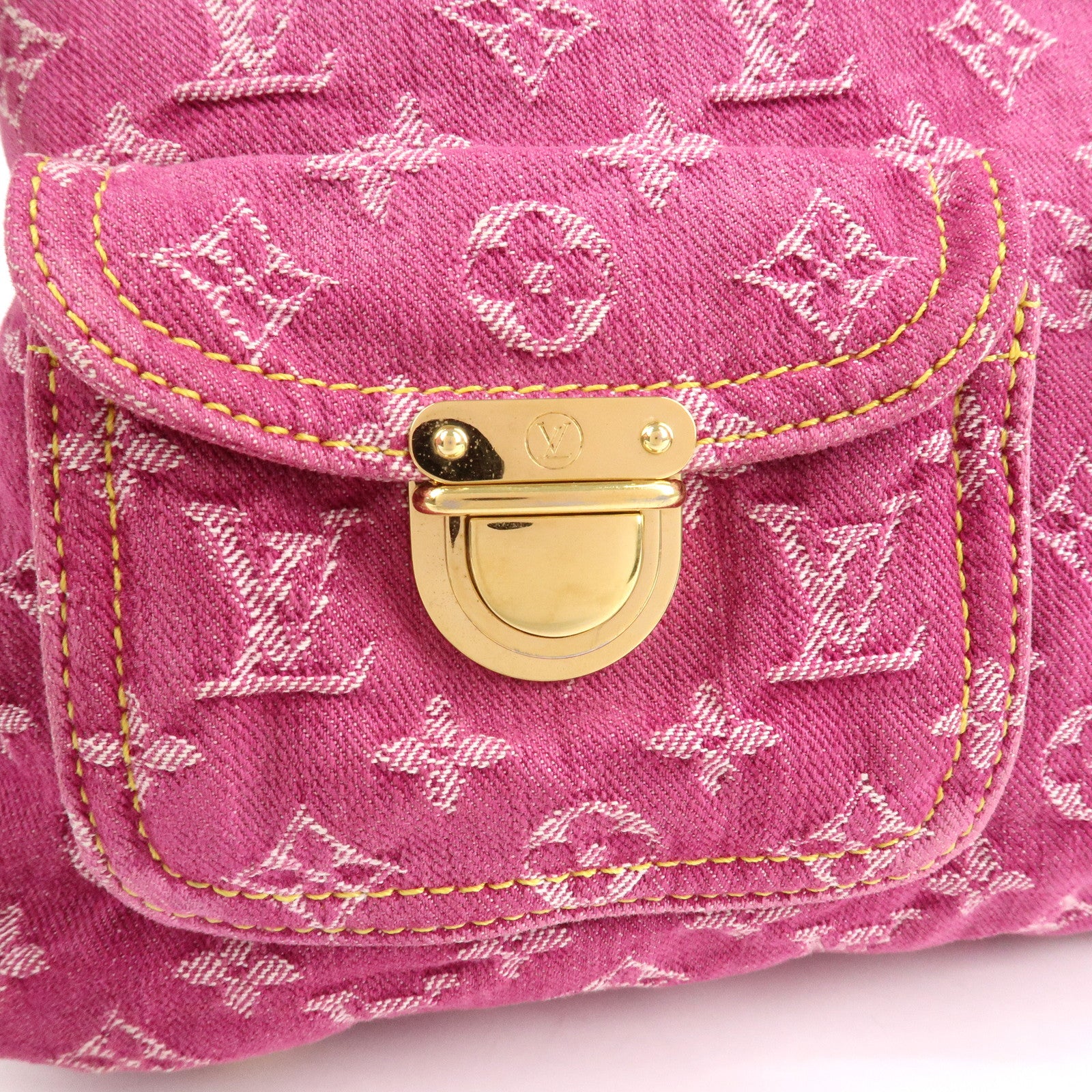 Louis Vuitton Monogram Denim Baggy GM Shoulder Bag Fuchsia M95210 Used