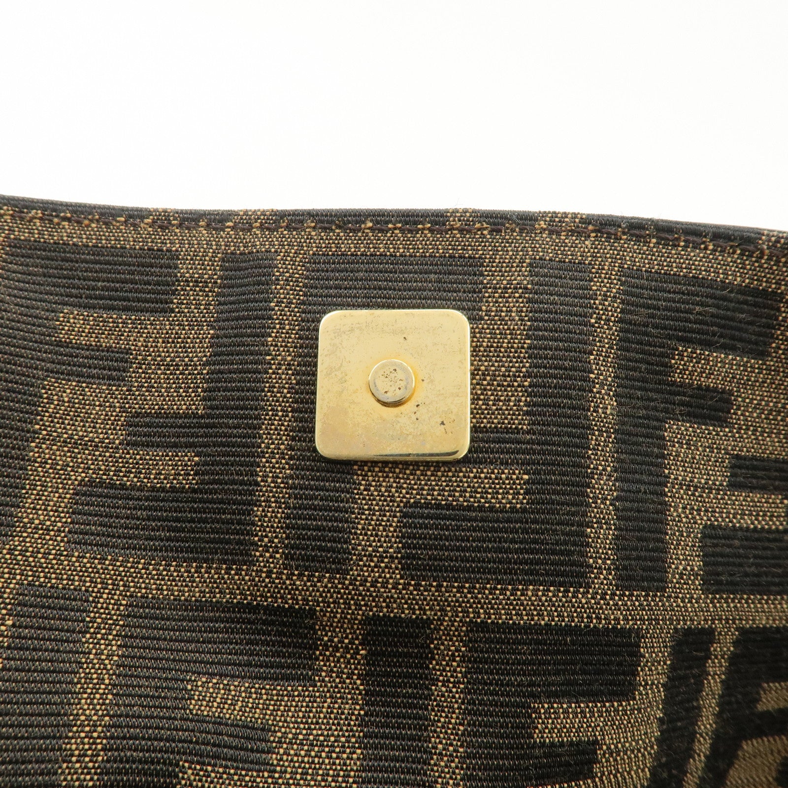 FENDI Zucca Canvas Leather Shoulder Bag Beige Brown 8BR445 Used