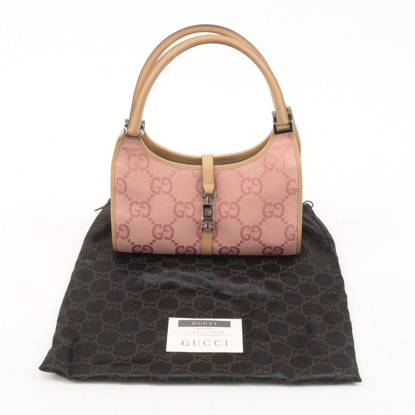 GUCCI Jackie Jumbo GG Canvas Leather Shoulder Bag 002.1068