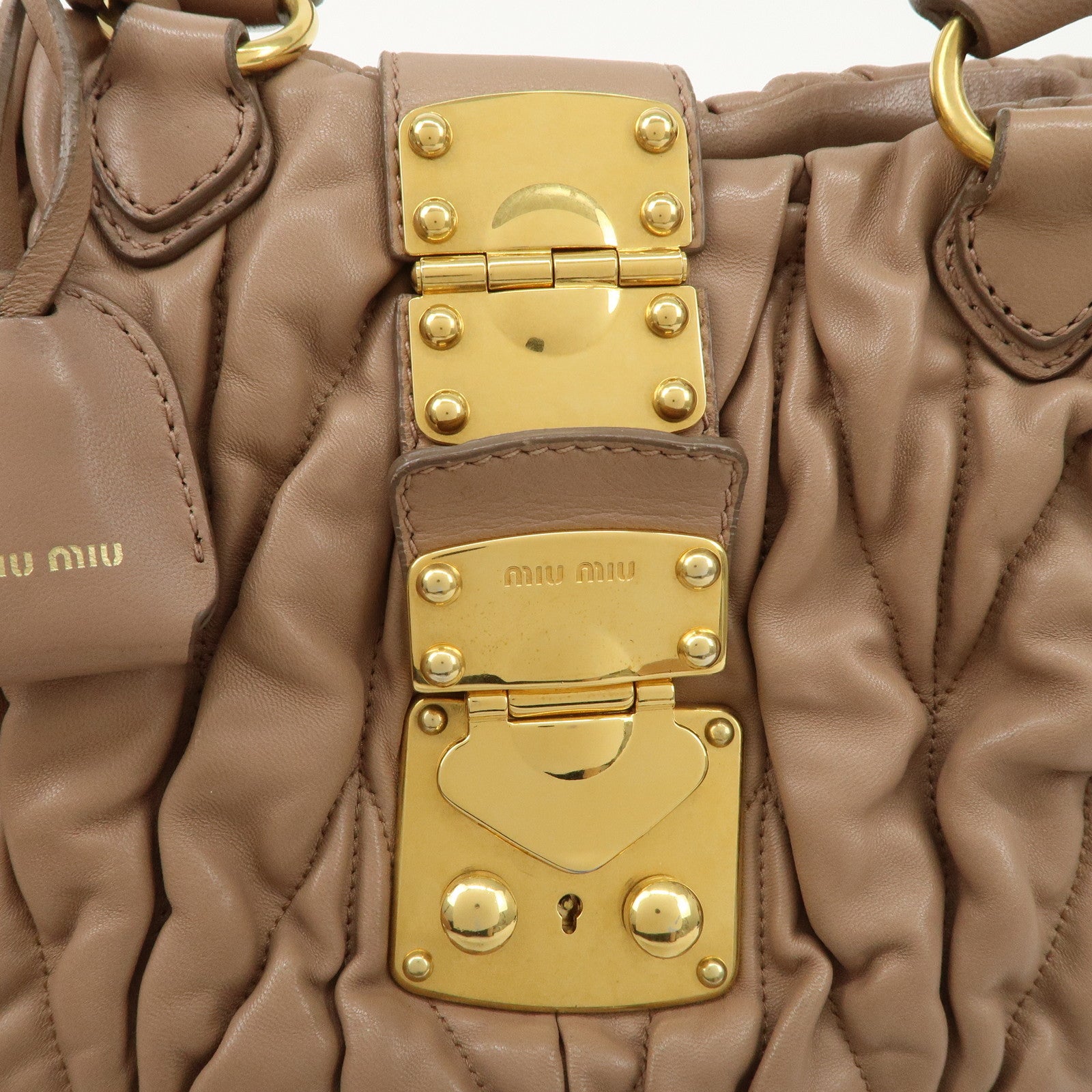 MIU MIU Matelasse Leather 2Way Bag Shoulder Bag Hand Bag Used