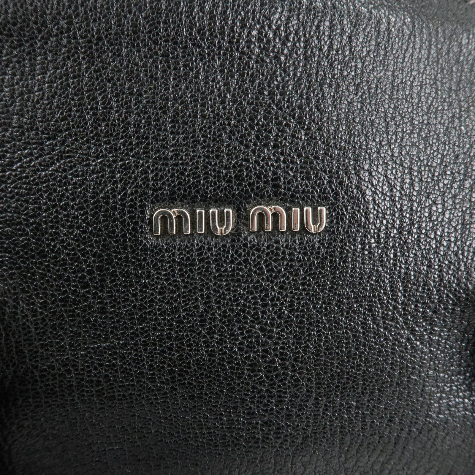 MIU MIU Leather MADRAS 2WAY Bag Black Silver Hardware 5BB006 Used