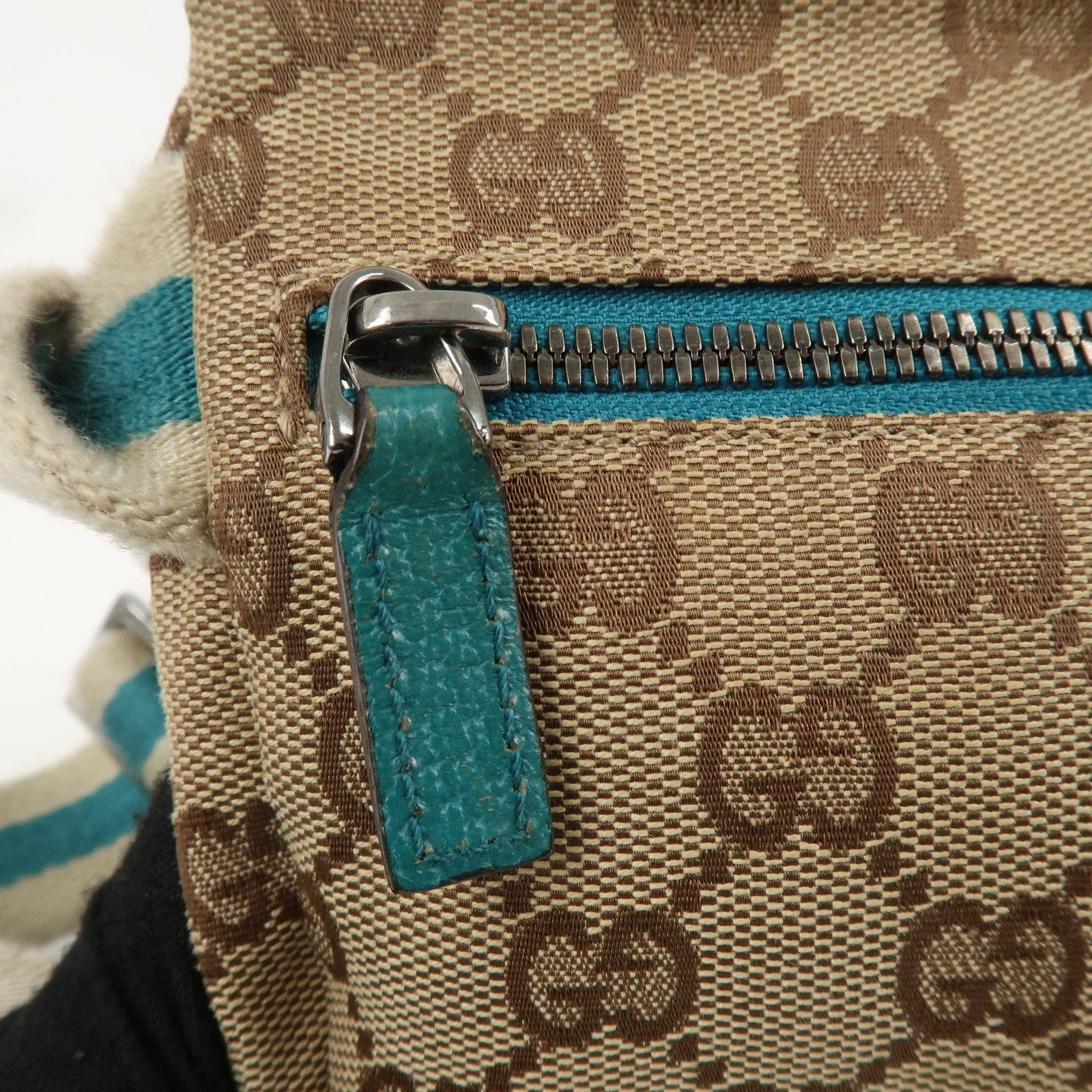 GUCCI GG Canvas Leather Waist Bag Crossbody Bag Turquoise 28566