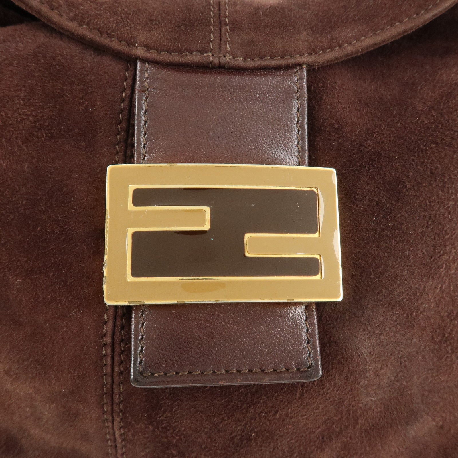 FENDI Suede Leather Shoulder Bag Hand Bag Brown 26426 Used