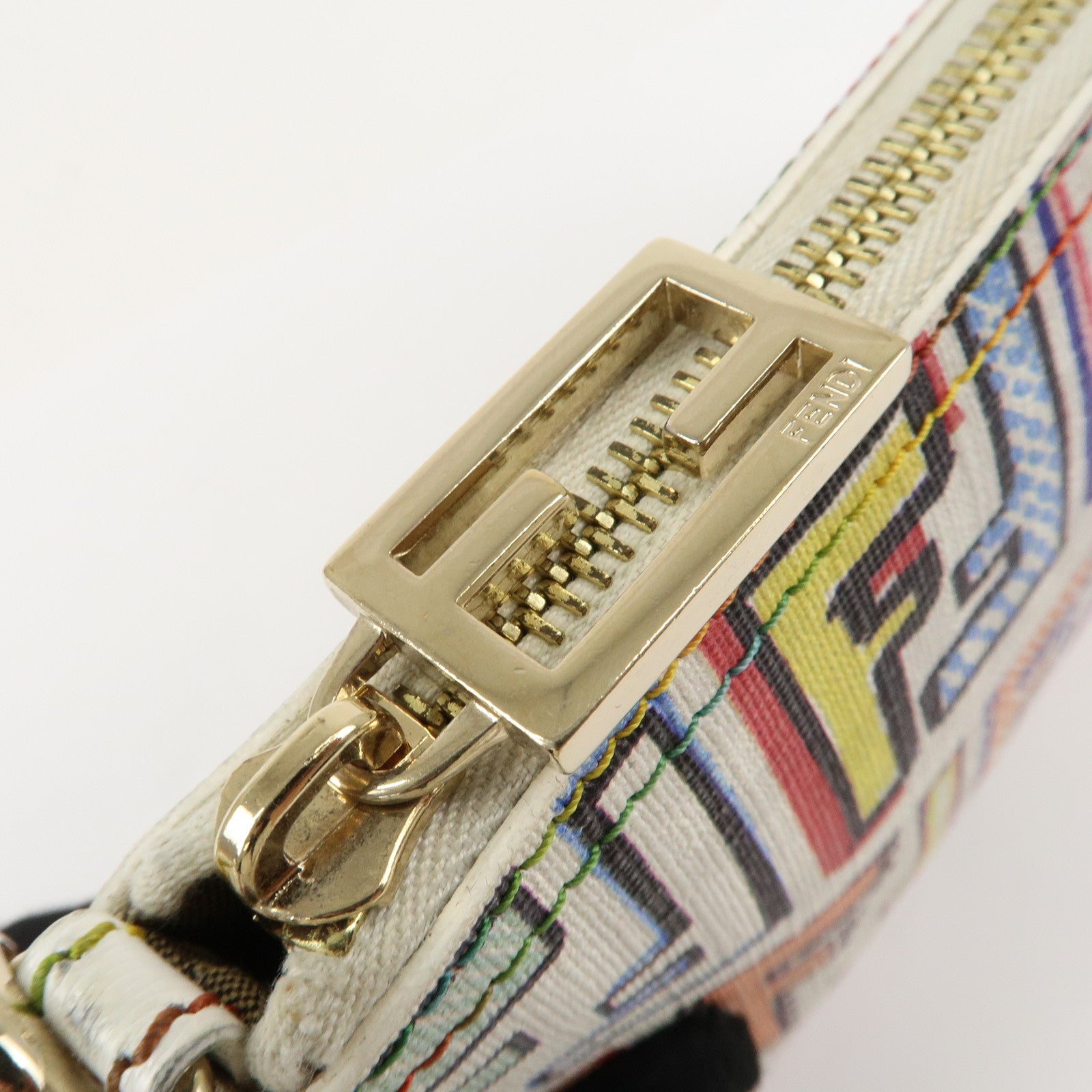 FENDI Zucca PVC Accessory Chain Pouch Multi Color Ivory 8BR592