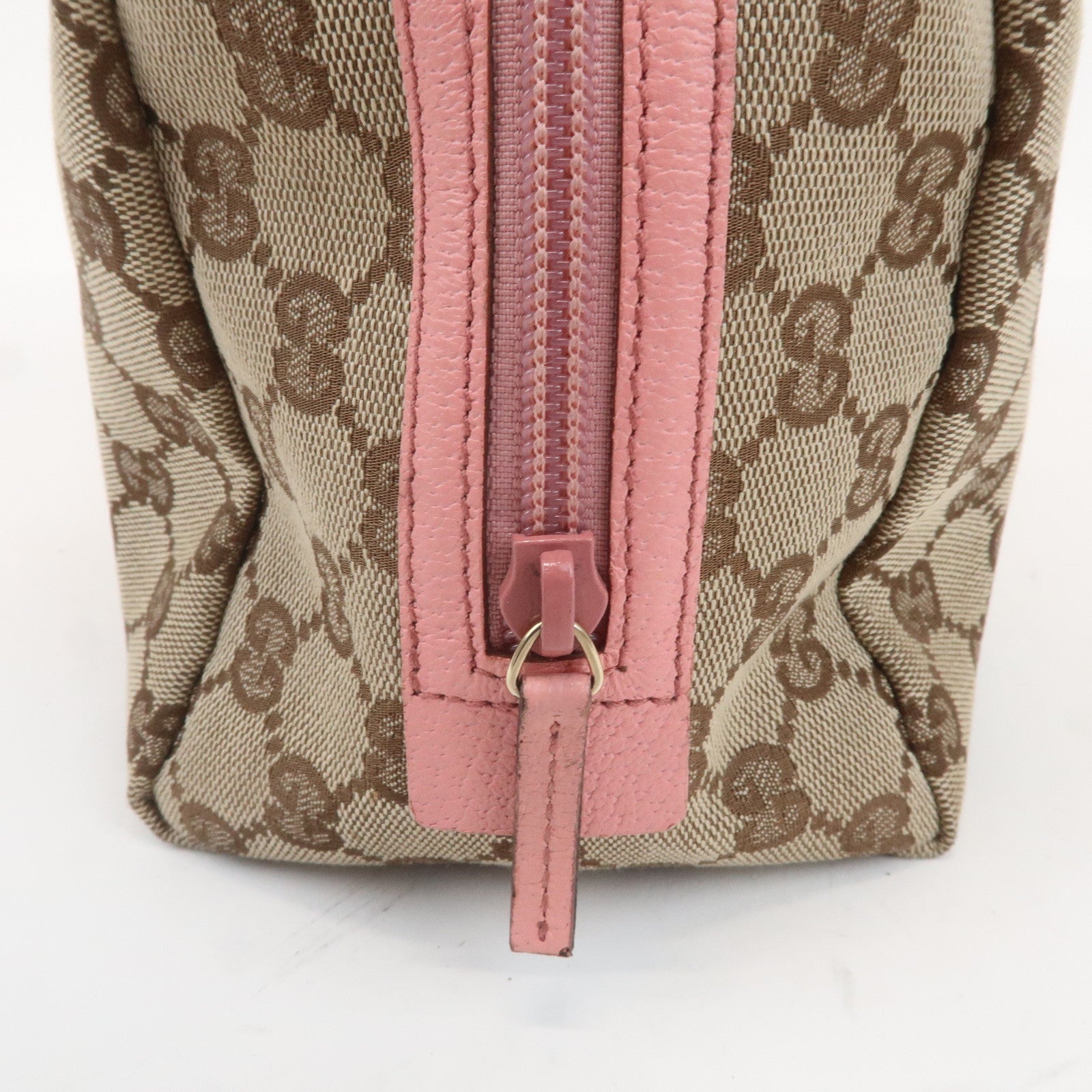 GUCCI GG Monogram Canvas Leather Hand Bag Beige Pink 12542