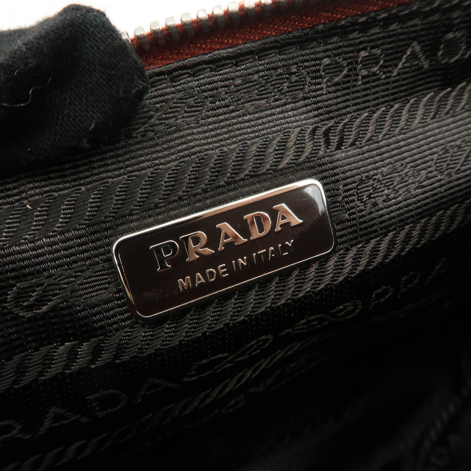 PRADA Logo Nylon Leather Shoulder Bag Hand Bag Pouch Brown