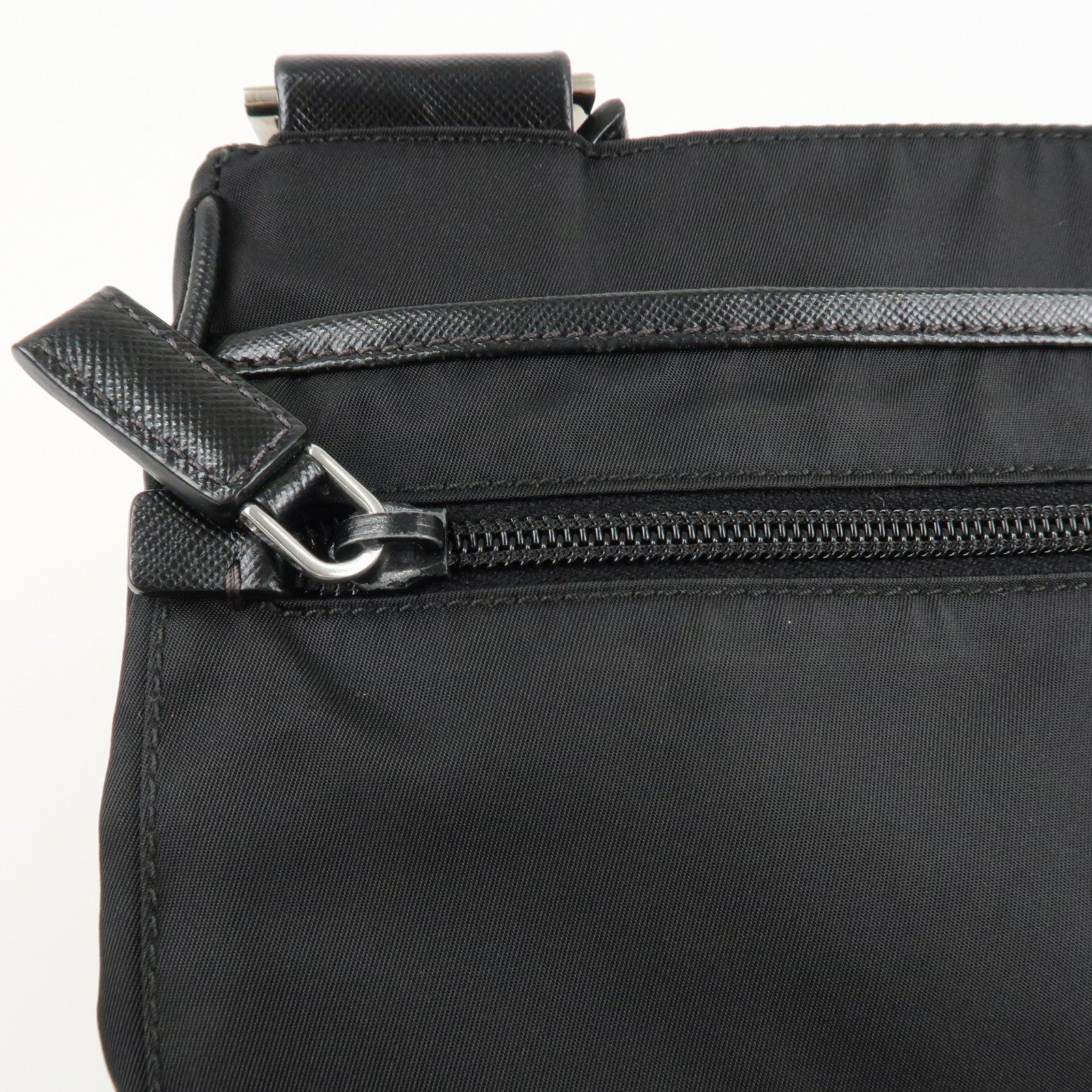 PRADA Logo Nylon Leather Shoulder Bag Crossbody Bag Black