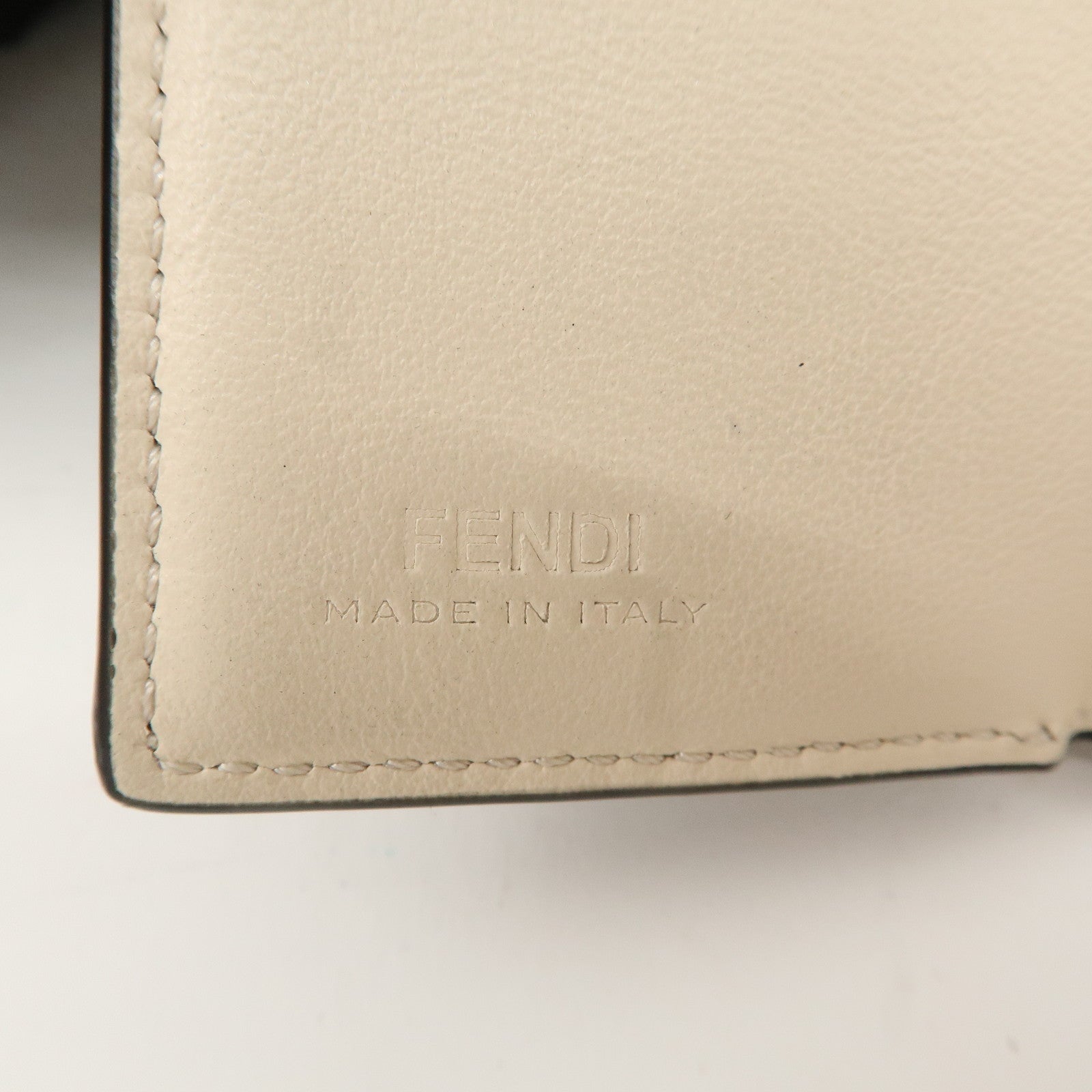 FENDI Leather Peekaboo Micro Wallet Black Gold Hardware 8M0426 Used