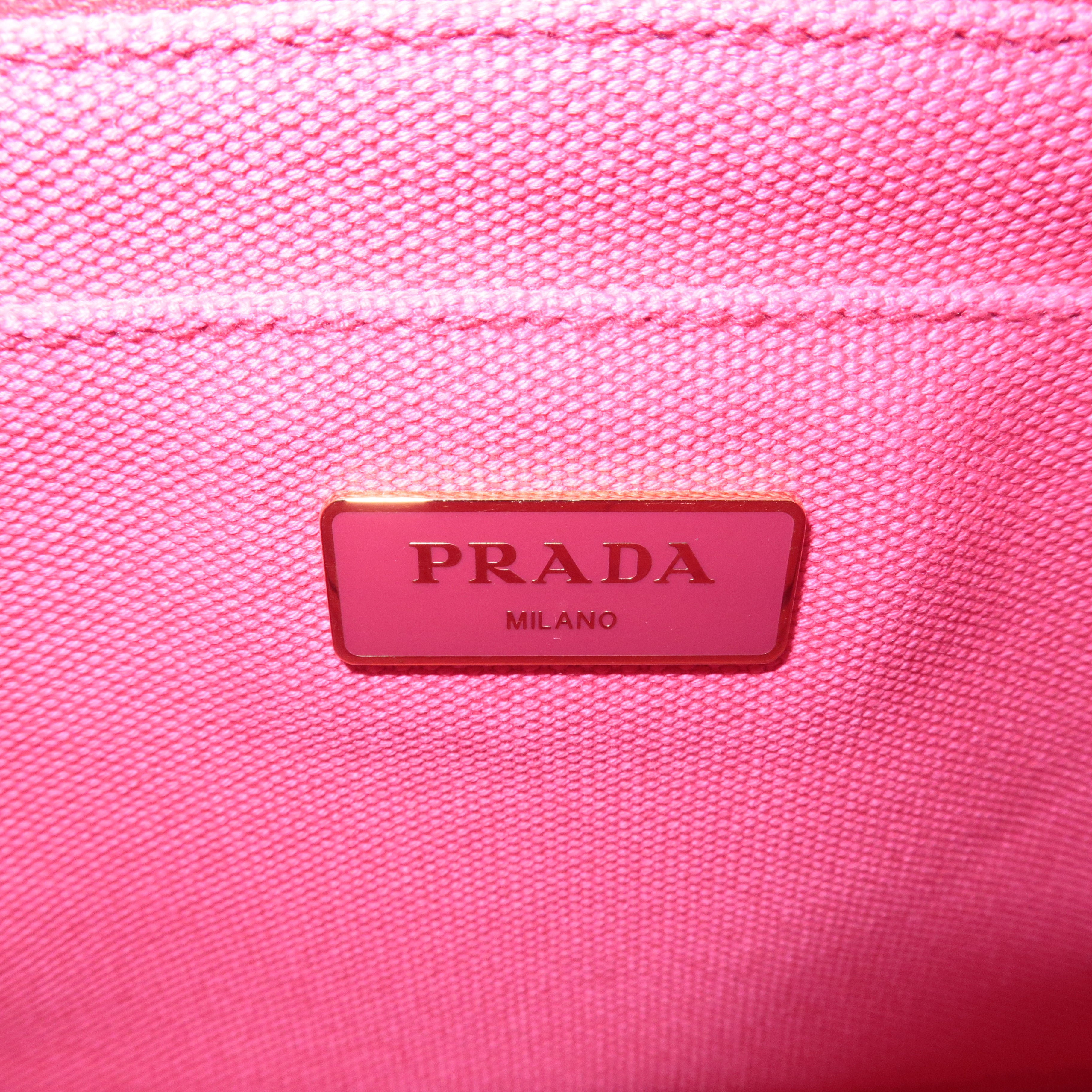 PRADA Logo Canapa Mini Canvas 2Way Shoulder Bag Pink 1BG439