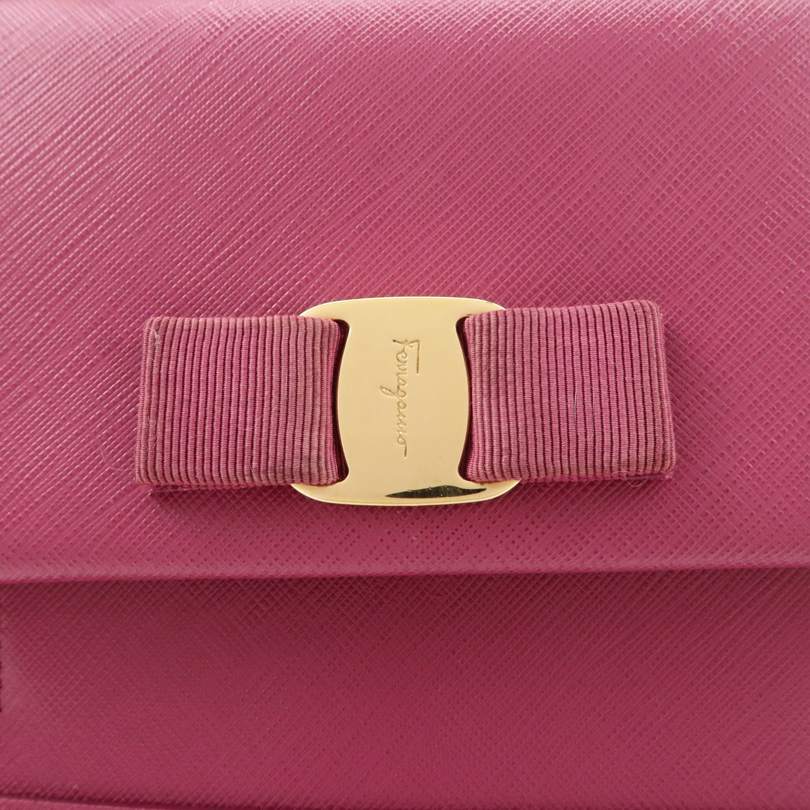 Ferragamo Vara Ribbon Leather 2Way Hand Bag Pink