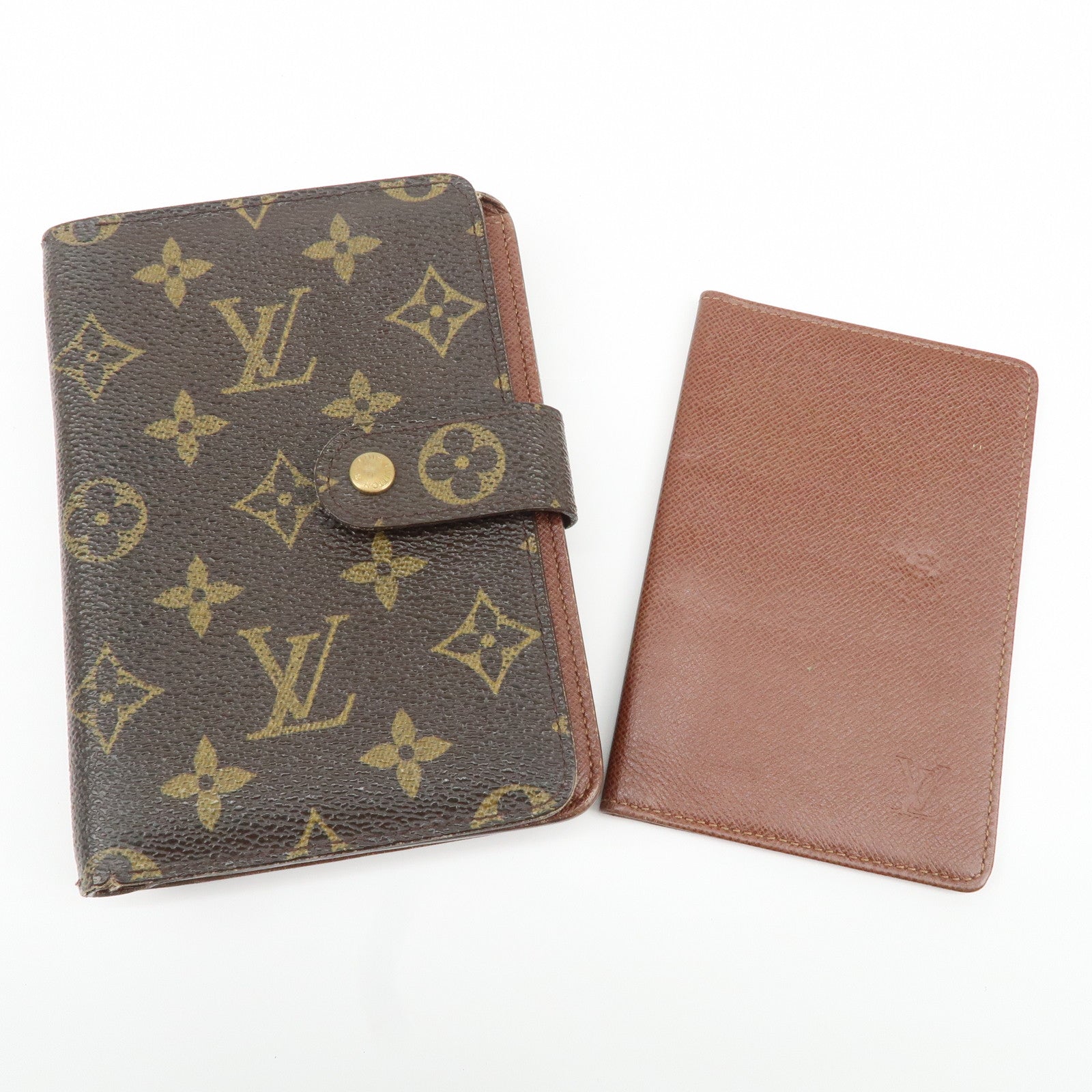 Louis Vuitton Monogram Set of 2 Long Wallet M61202 M61207 Used