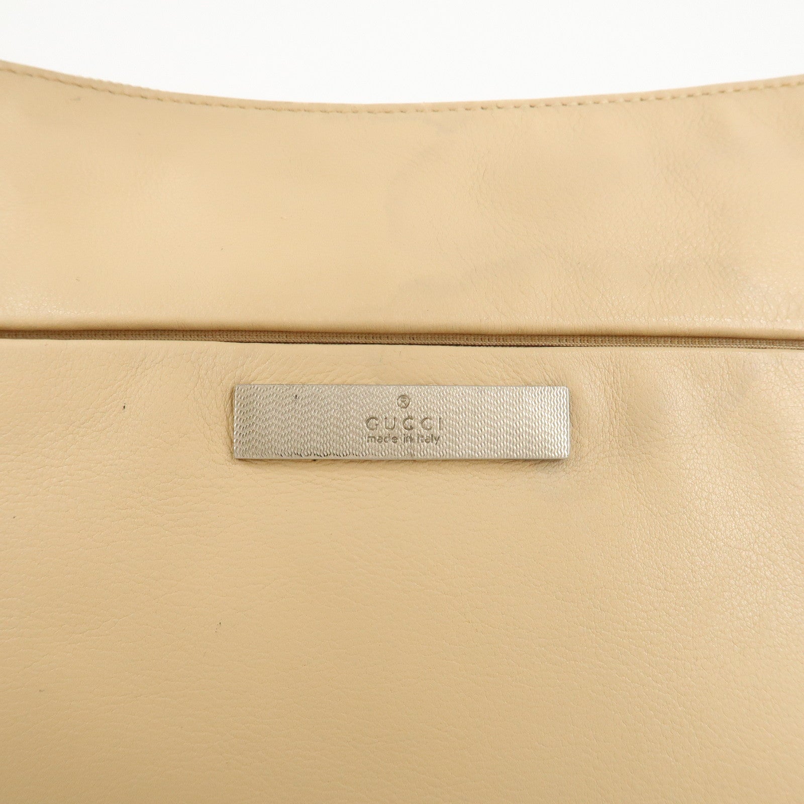 GUCCI Bamboo Leather Shoulder Bag Beige 001.3865 Used