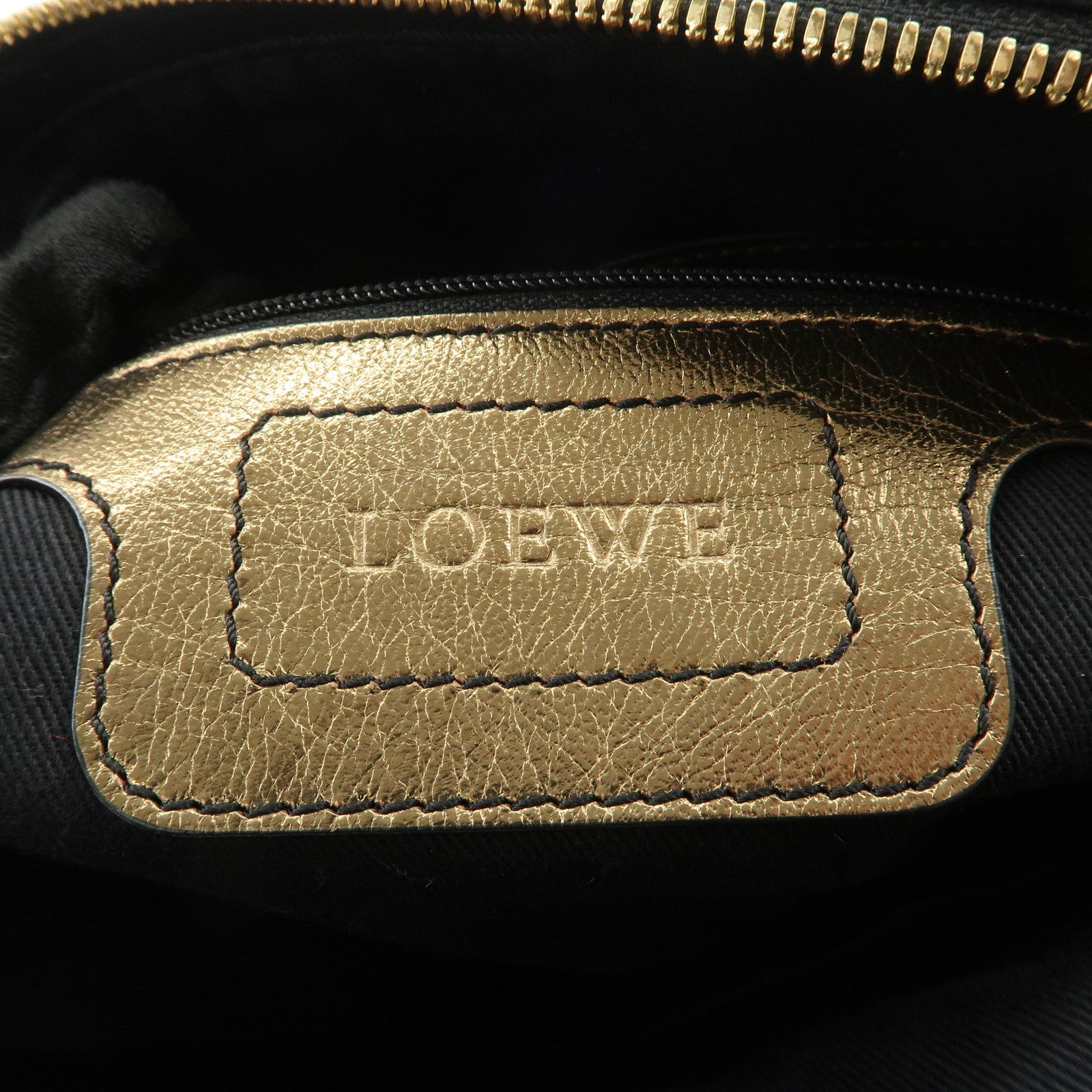 LOEWE Anagram Canvas Leather Hand Bag 340807 Brown Black