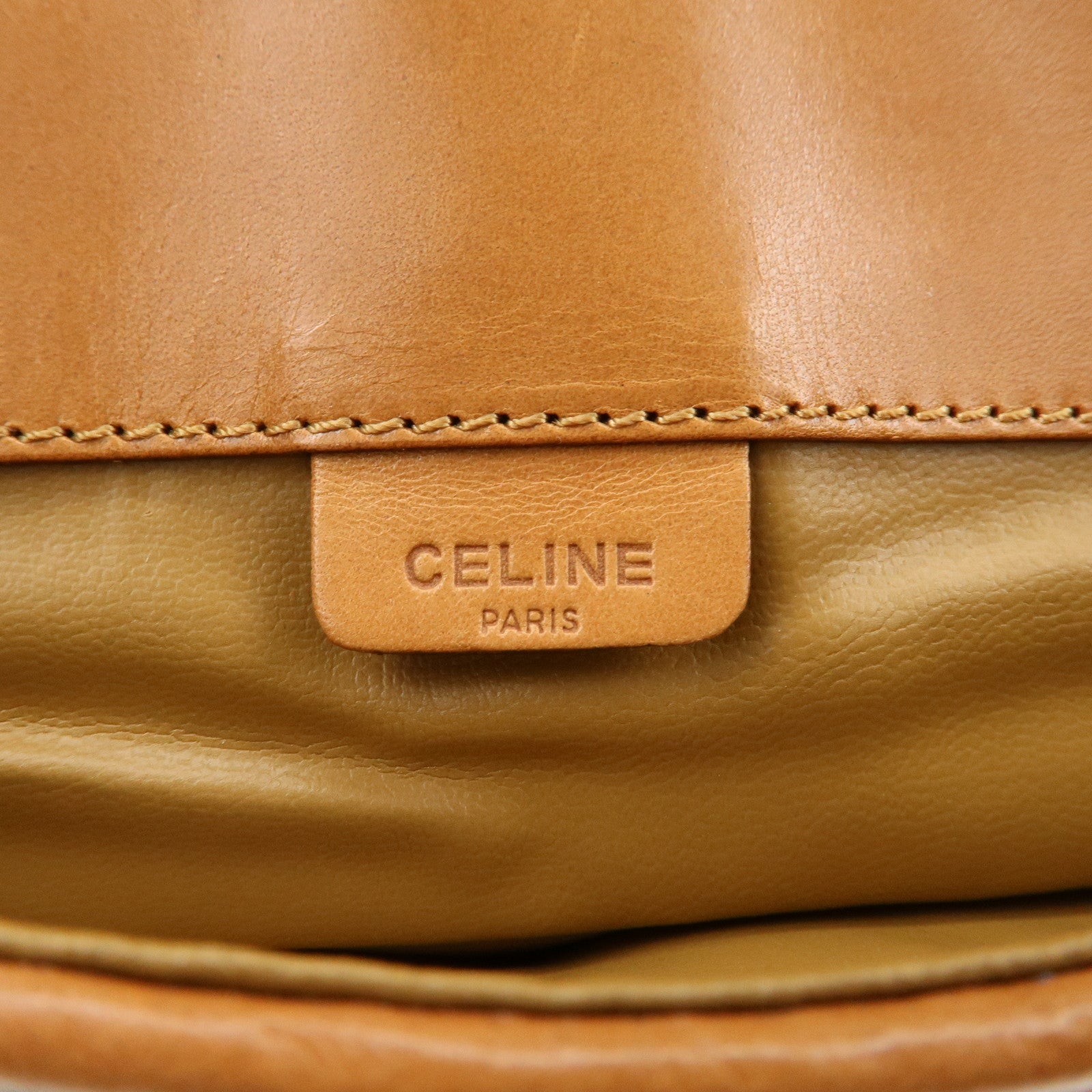 CELINE Macadam PVC Leather Clutch Bag Beige Used